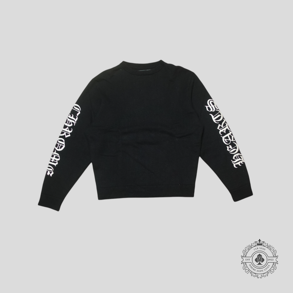 Pull en cachemire noir Chrome Hearts à manches brodées