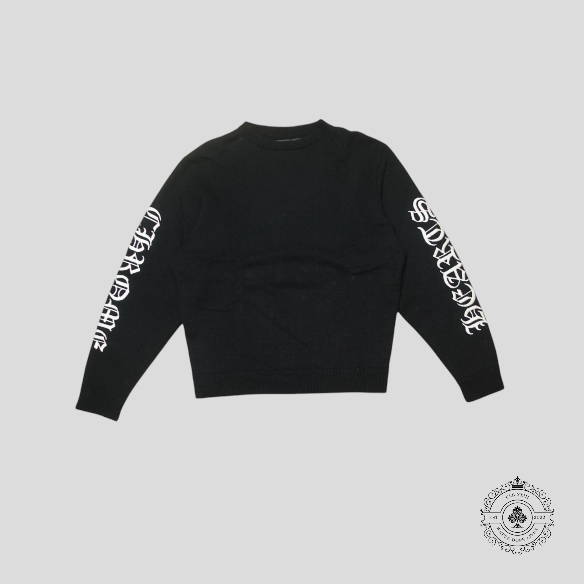 Pull en cachemire noir Chrome Hearts à manches brodées