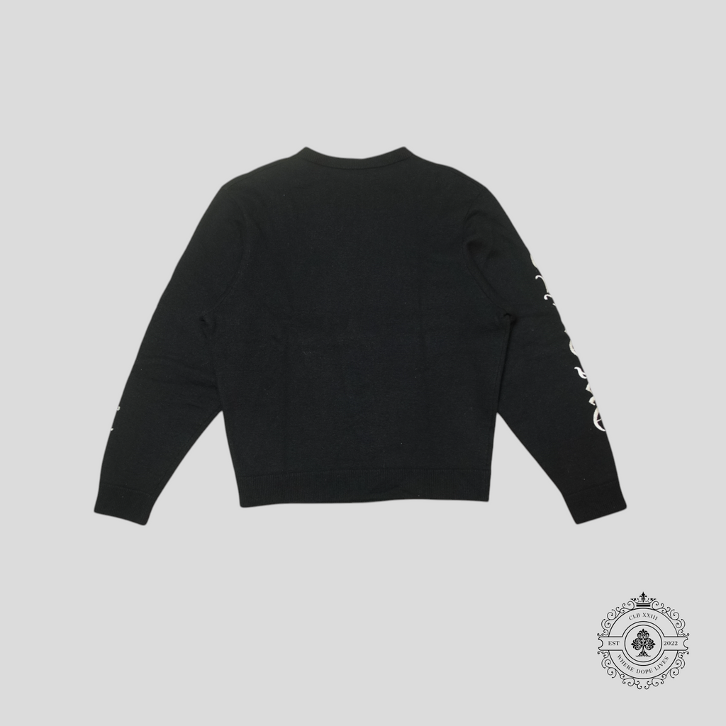 Pull en cachemire noir Chrome Hearts à manches brodées