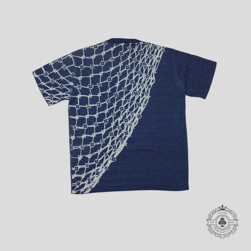 T-shirt en maille à manches courtes Louis Vuitton Monogram Fishnet bleu