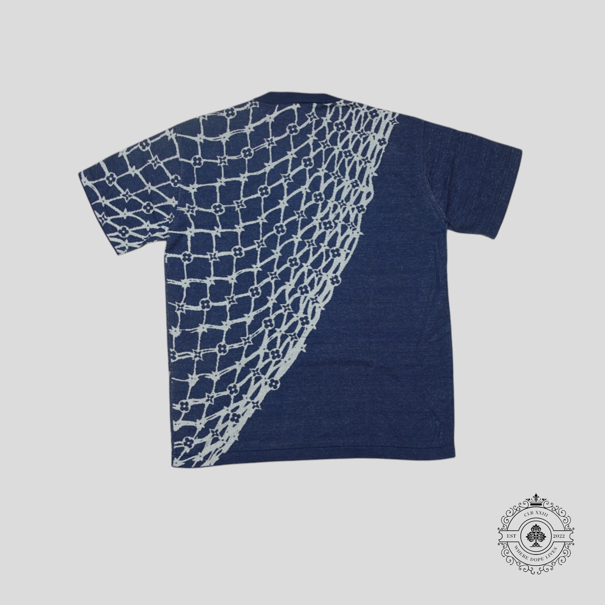 T-shirt en maille à manches courtes Louis Vuitton Monogram Fishnet bleu
