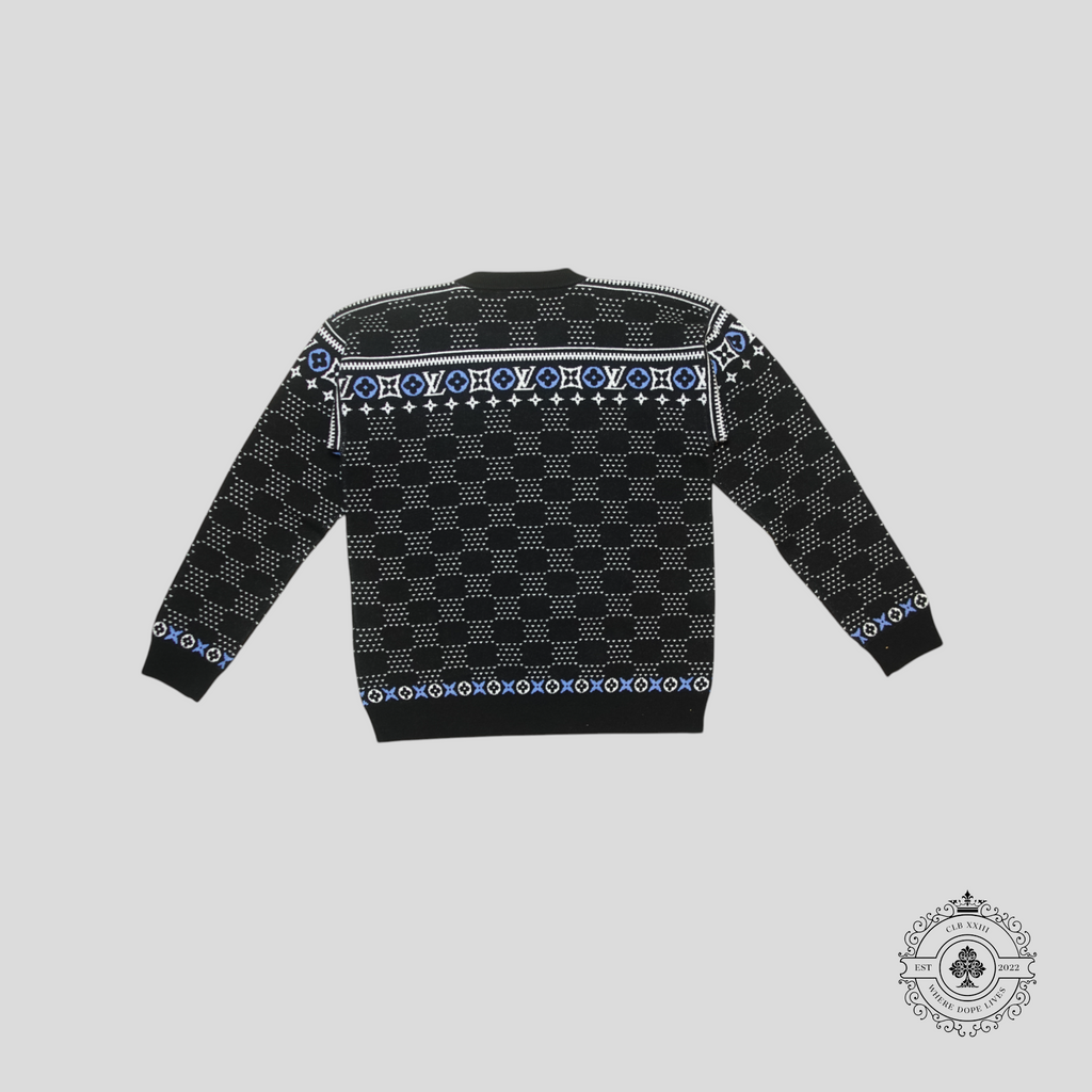 Pull en maille Fair Isles Damier Louis Vuitton LV noir