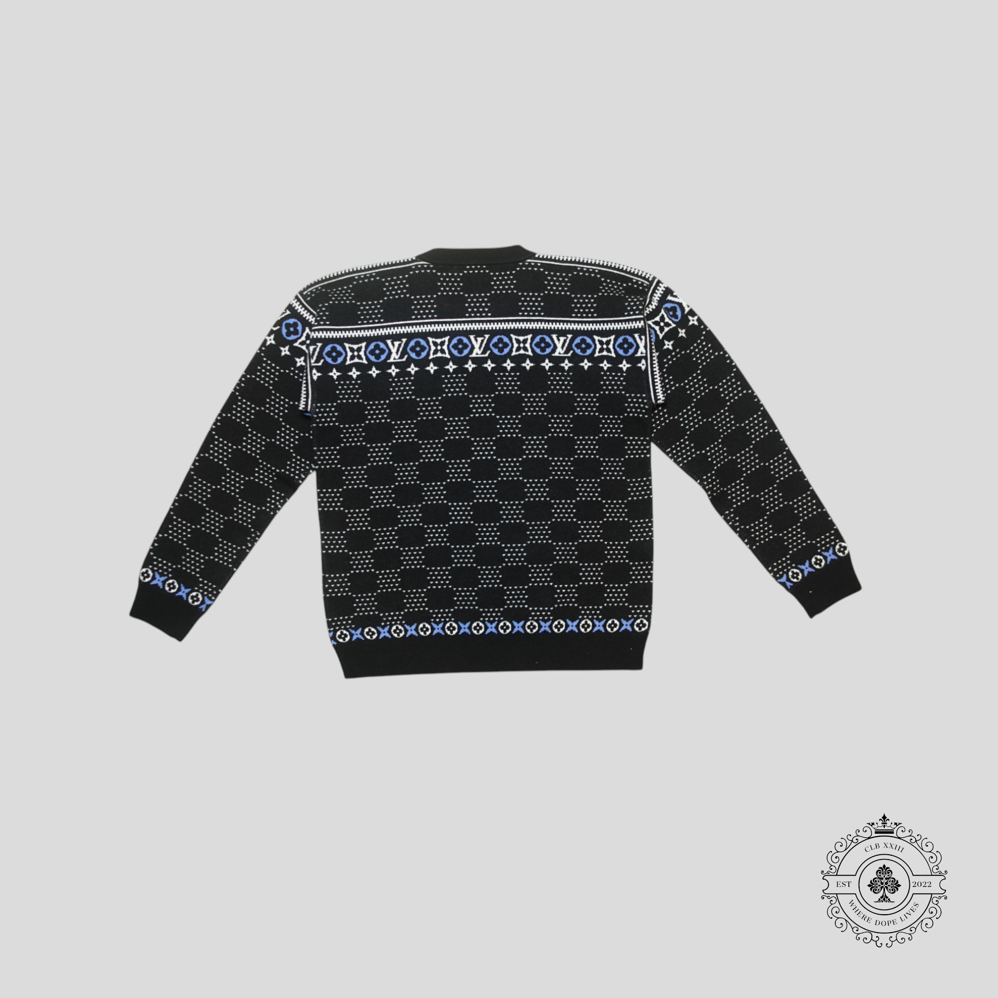 Pull en maille Fair Isles Damier Louis Vuitton LV noir