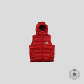 Gilet Moncler Tib à Capuche avec Logo Écusson Rouge