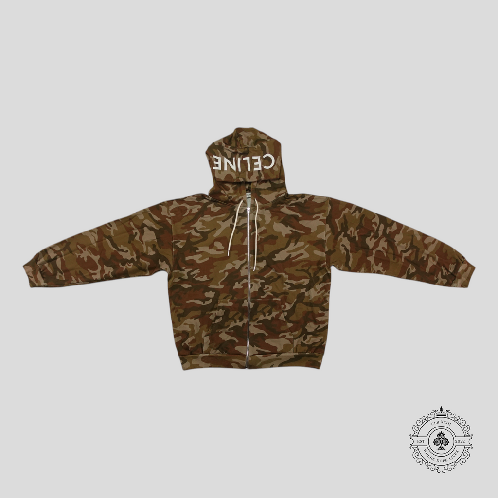 Sweat à capuche zippé Céline Camouflage