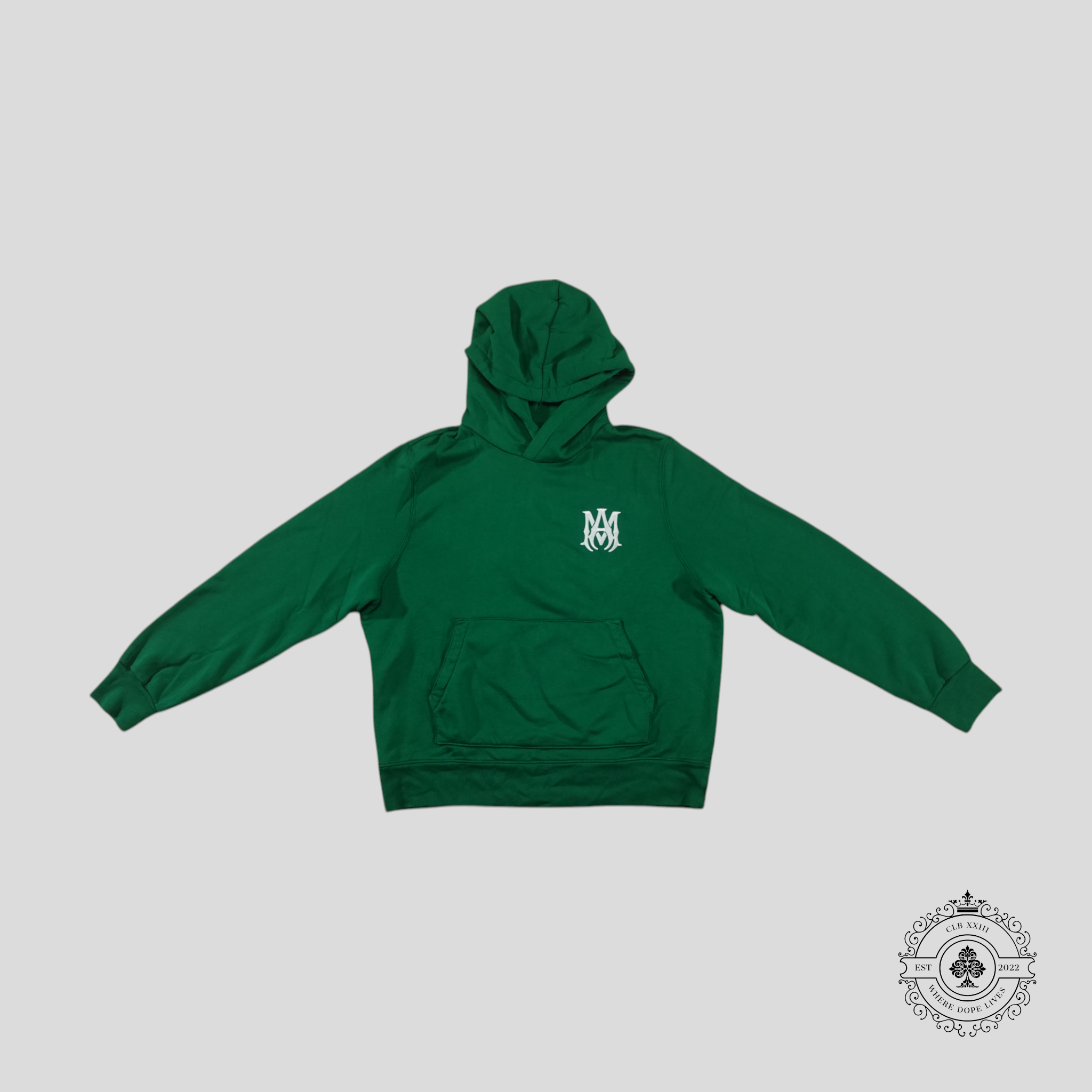 Sweat à capuche Amiri en vert, avec logo MA brodé