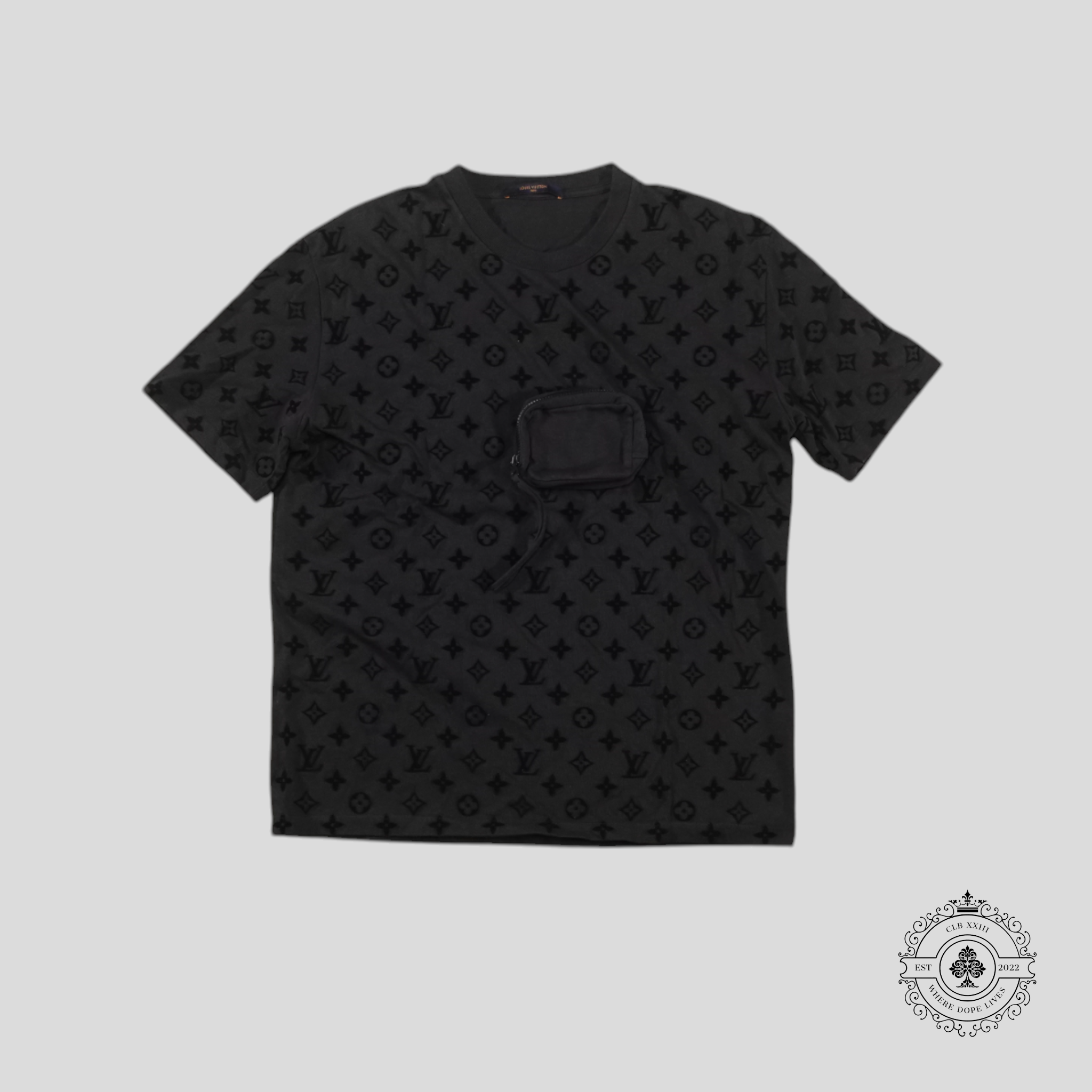 T-shirt à poche zippée en molleton monogramme gris Louis Vuitton