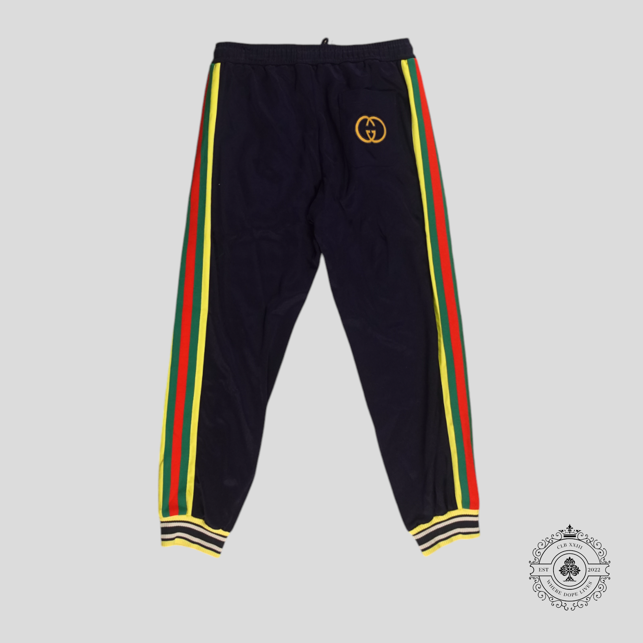 Pantalon de survêtement Gucci Interlocking G Patch bleu marine