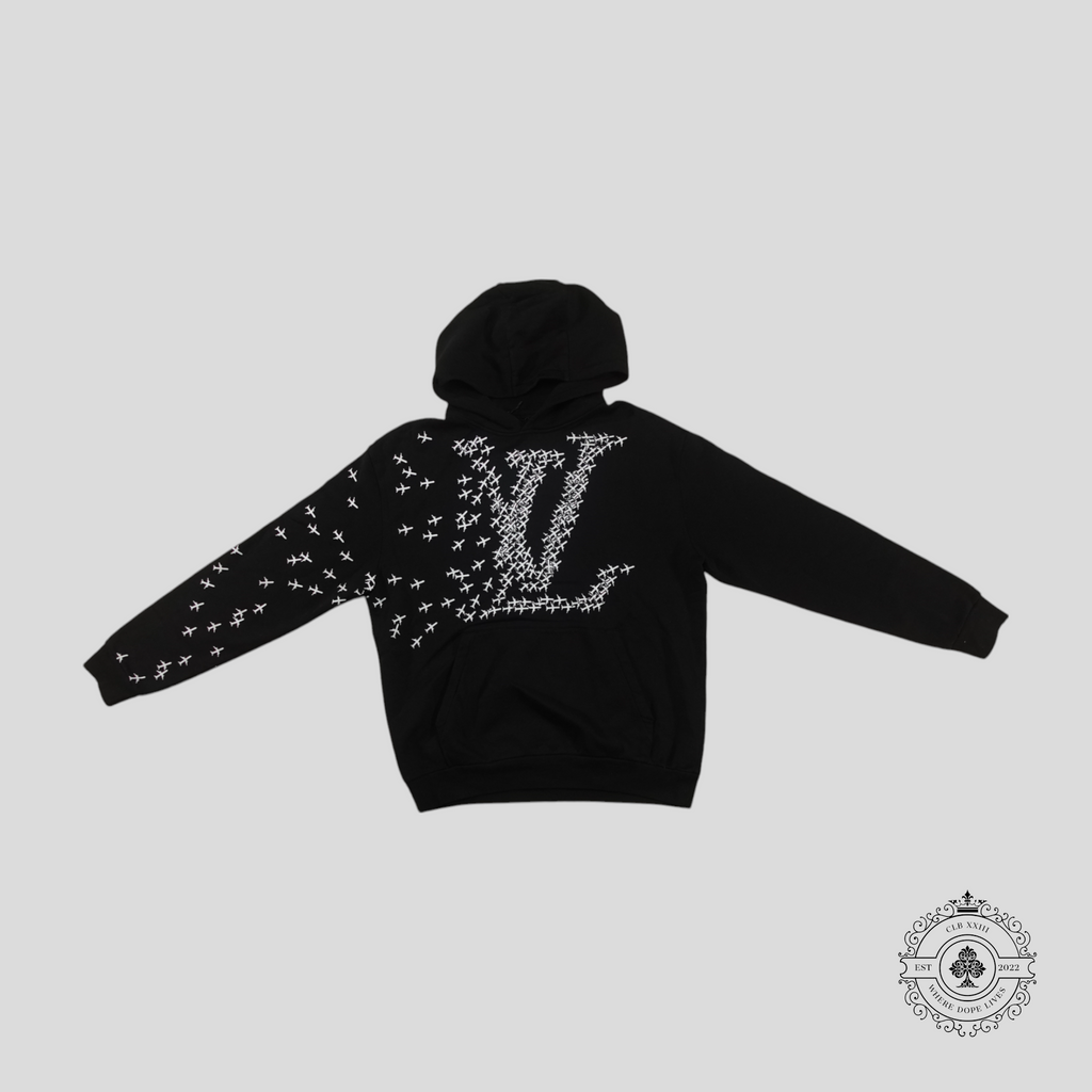 Sweat à capuche imprimé Louis Vuitton LV Planes noir