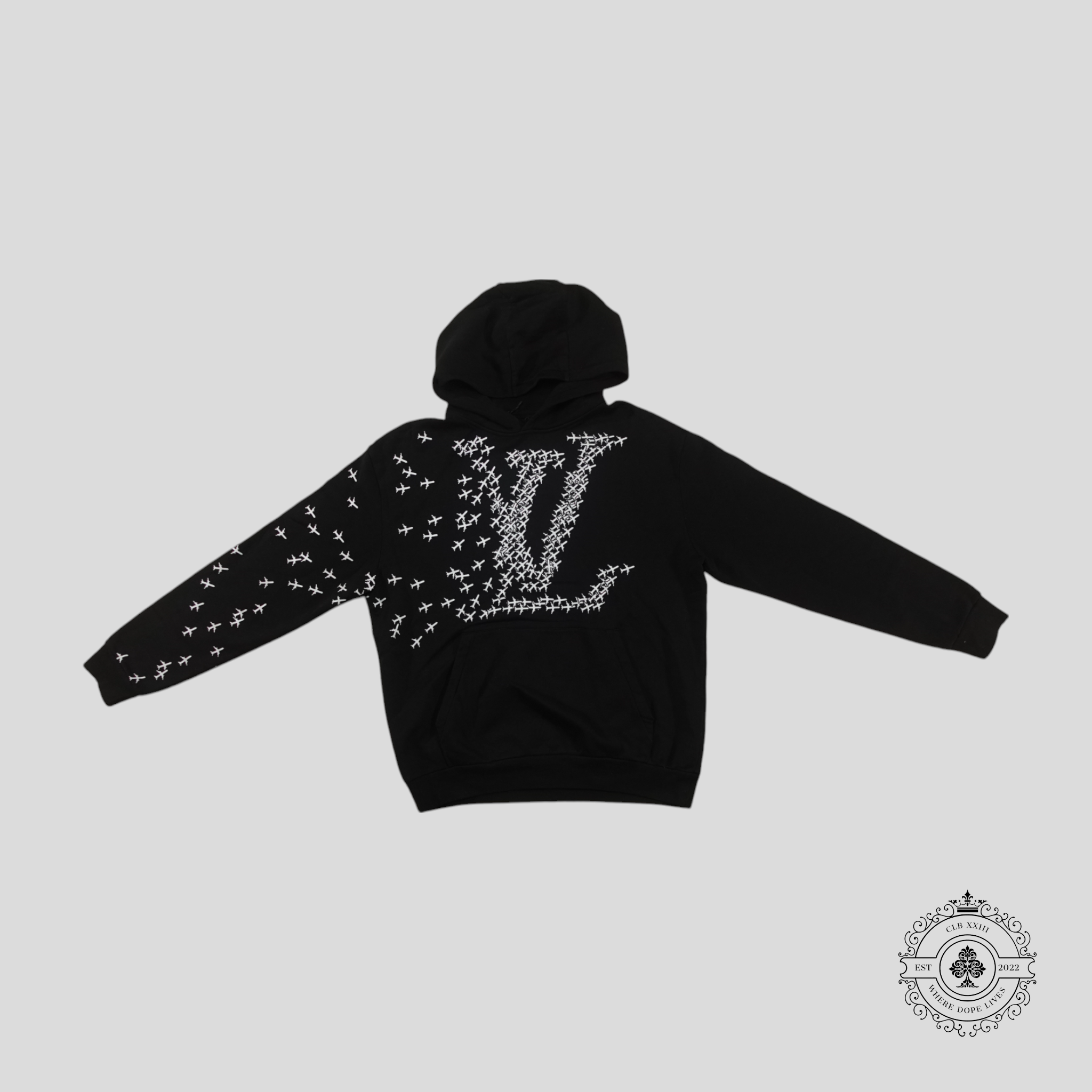 Sweat à capuche imprimé Louis Vuitton LV Planes noir