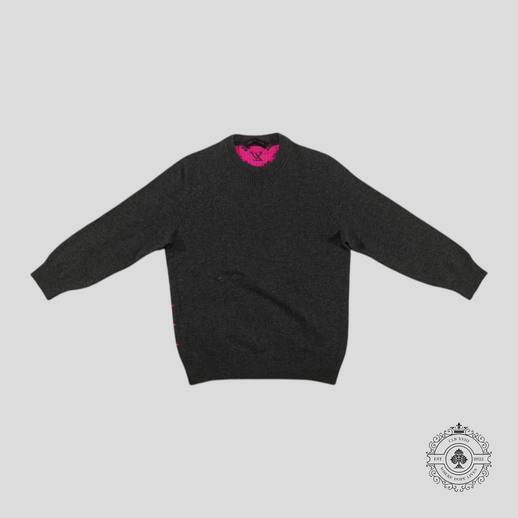 Pull en cachemire demi-monogramme Louis Vuitton gris/rose