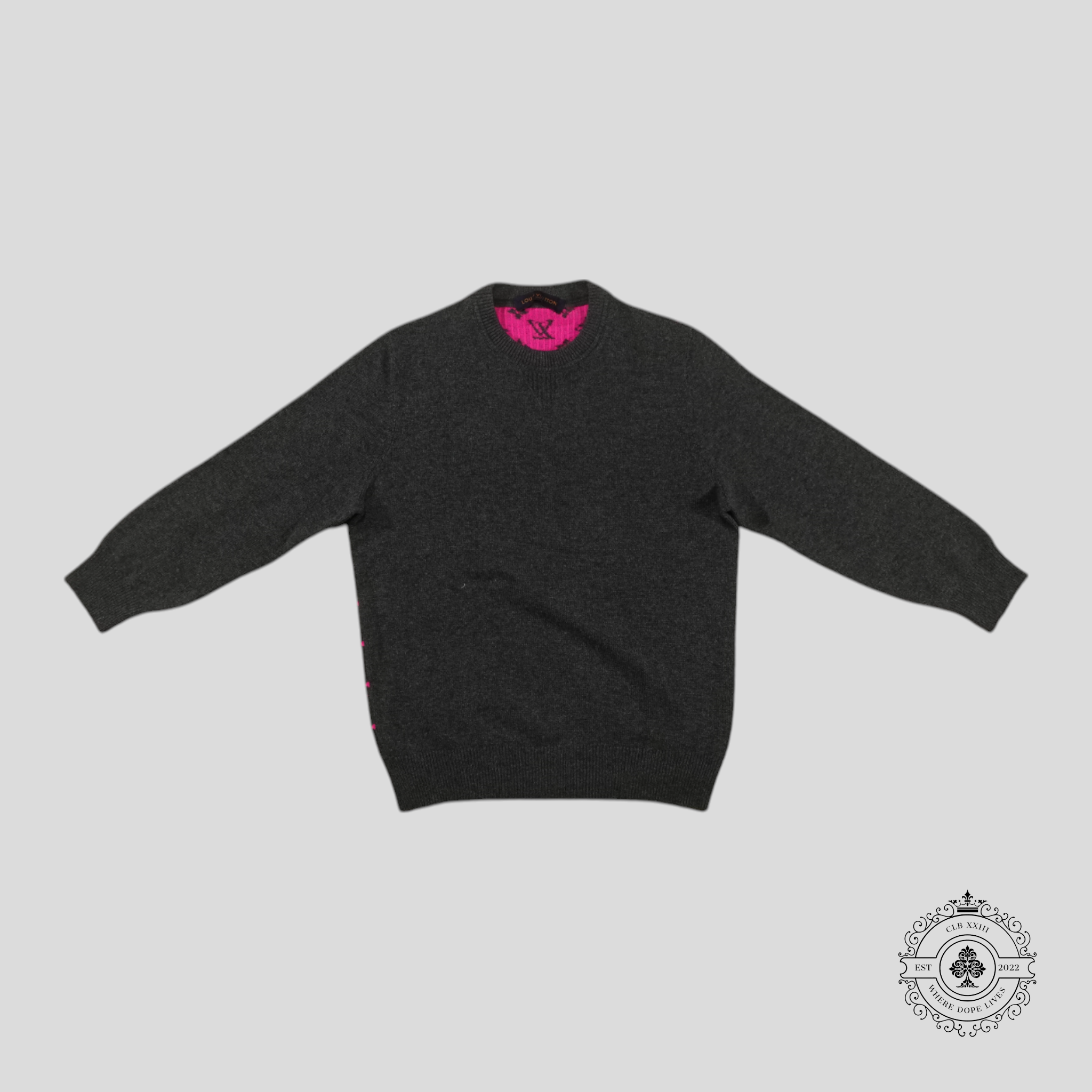 Pull en cachemire demi-monogramme Louis Vuitton gris/rose