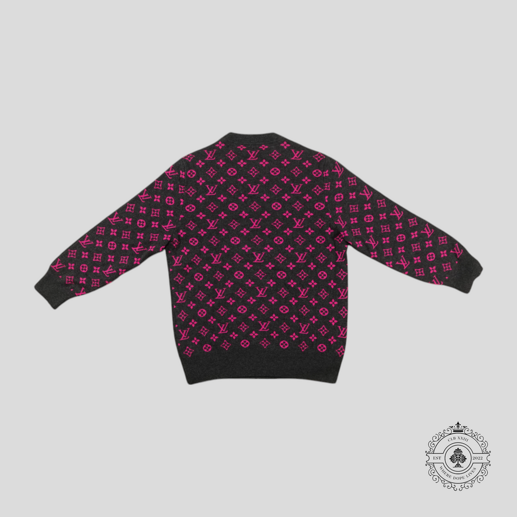 Pull en cachemire demi-monogramme Louis Vuitton gris/rose