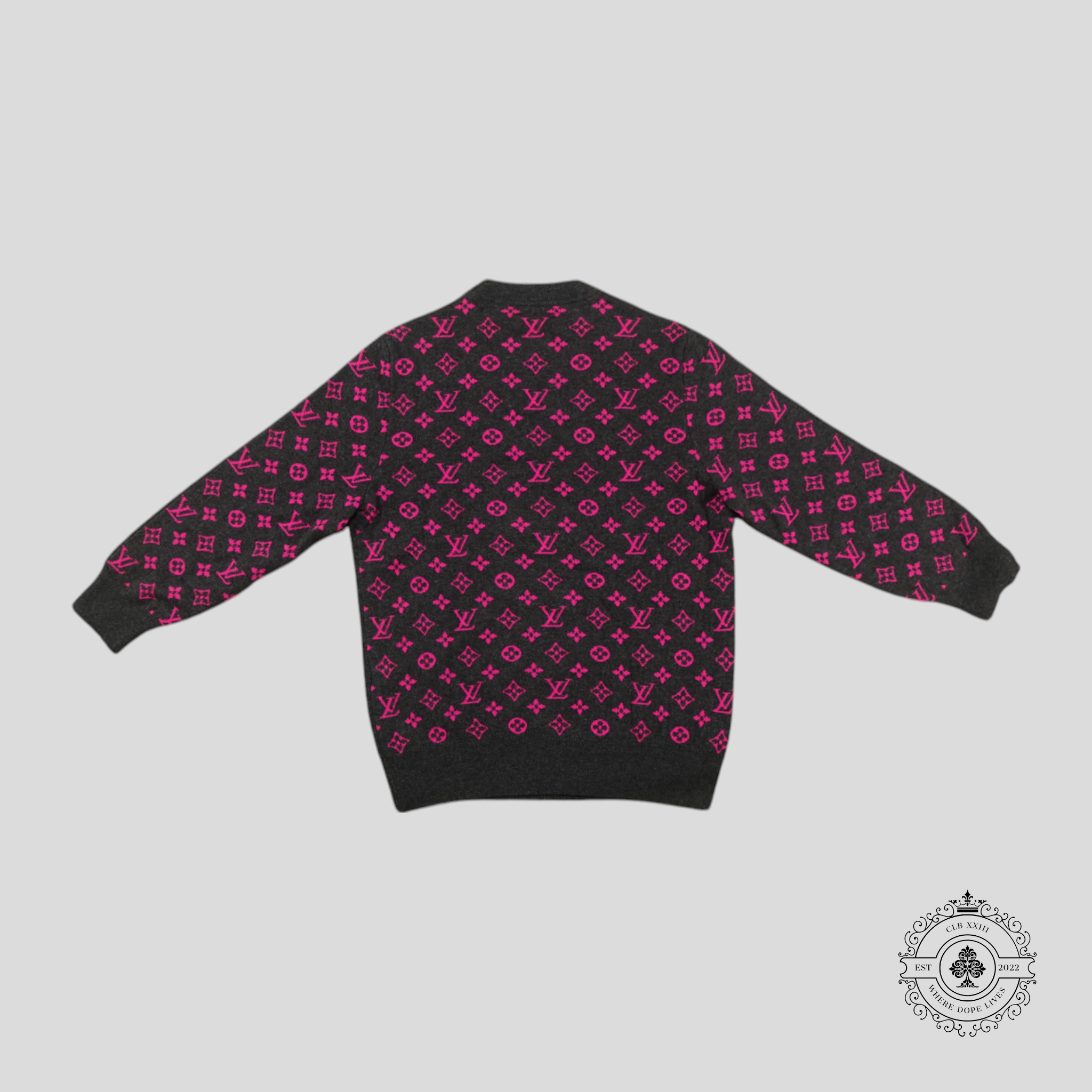 Pull en cachemire demi-monogramme Louis Vuitton gris/rose