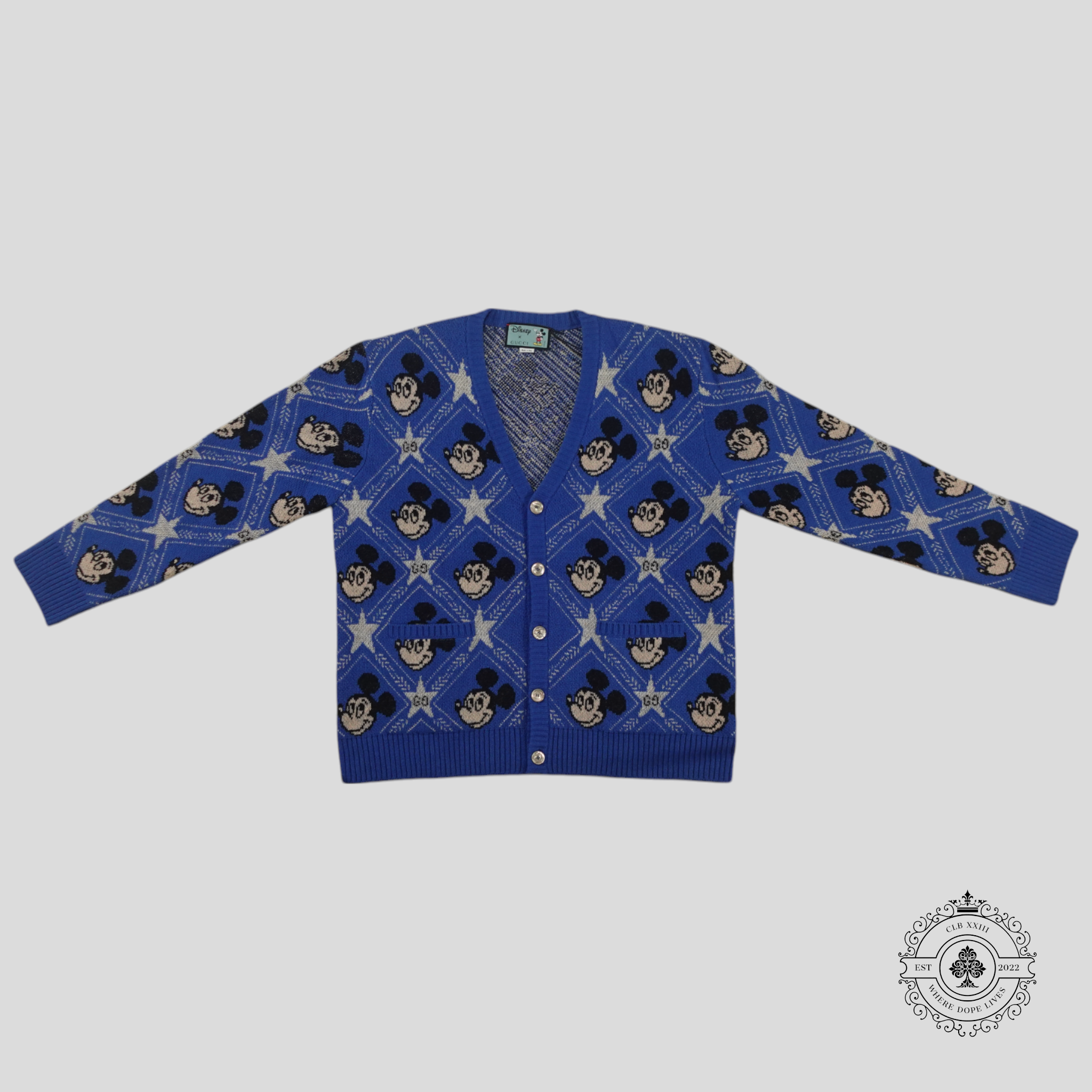 Cardigan en Laine Intarsia Gucci X Disney Bleu
