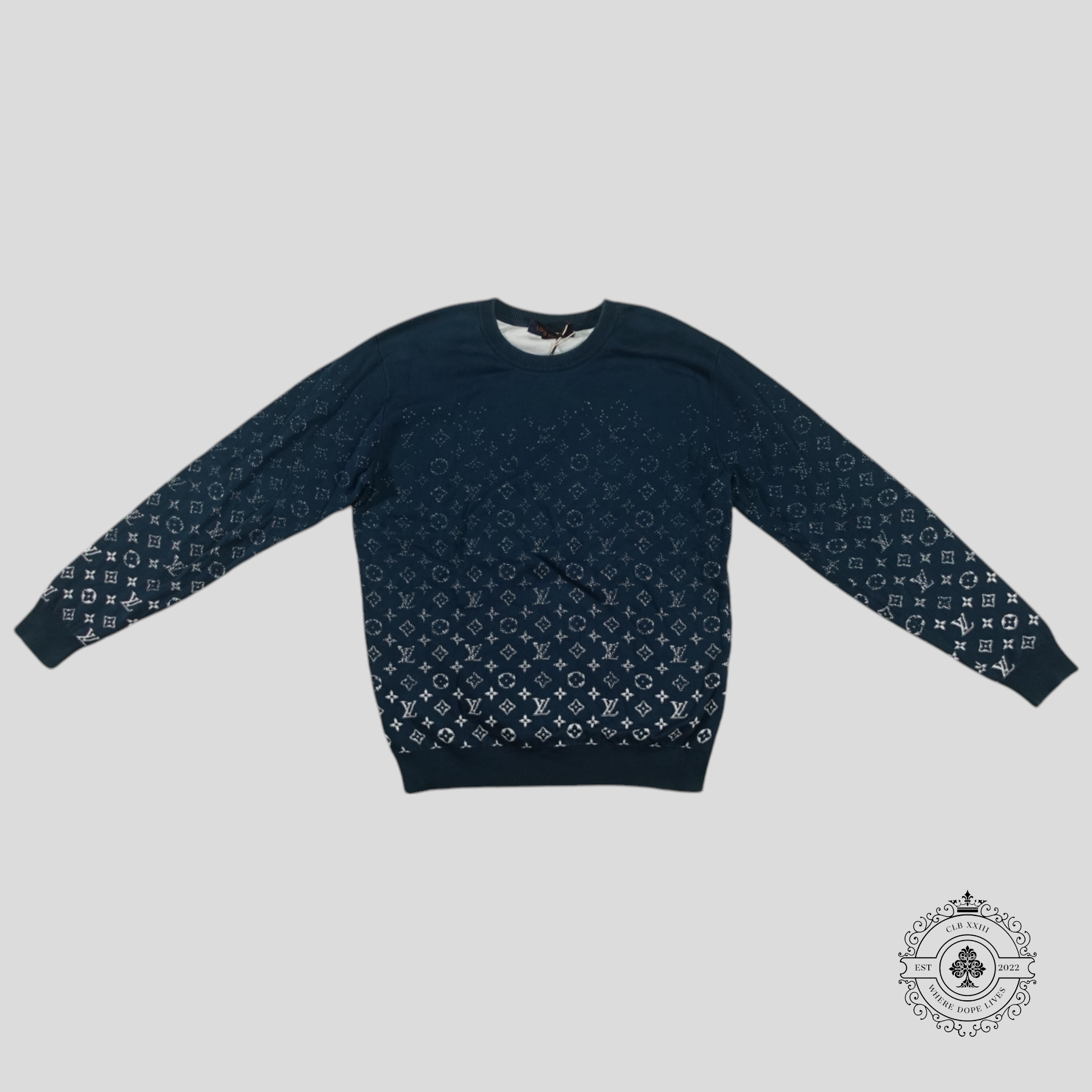 Pull en maille Louis Vuitton Monogram Degrade bleu marine