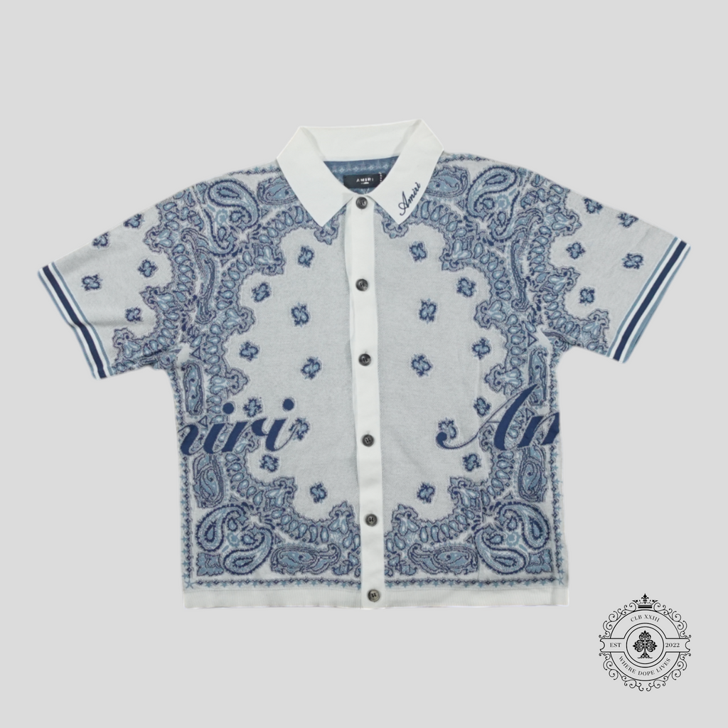Polo jacquard bandana Amiri blanc