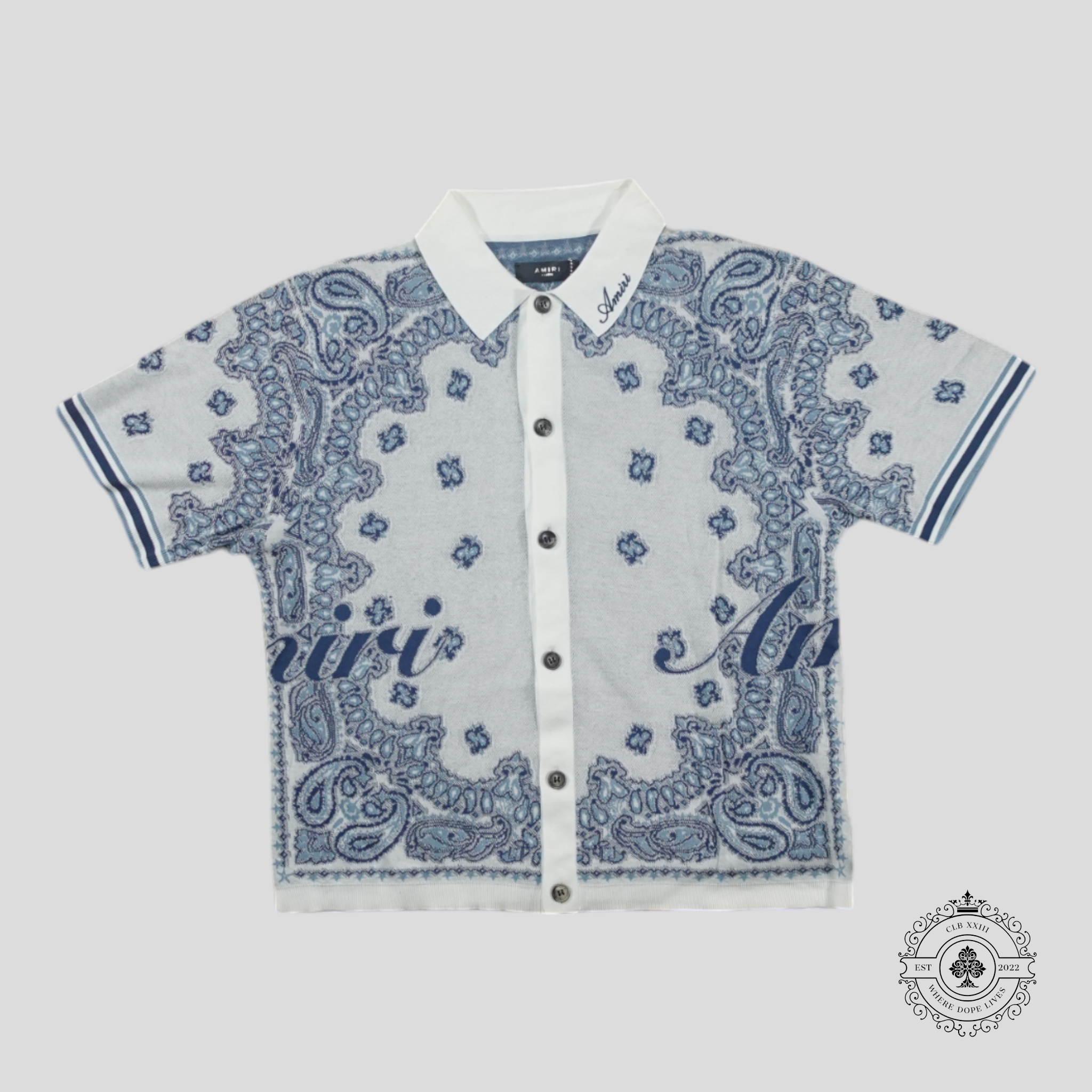 Polo jacquard bandana Amiri blanc