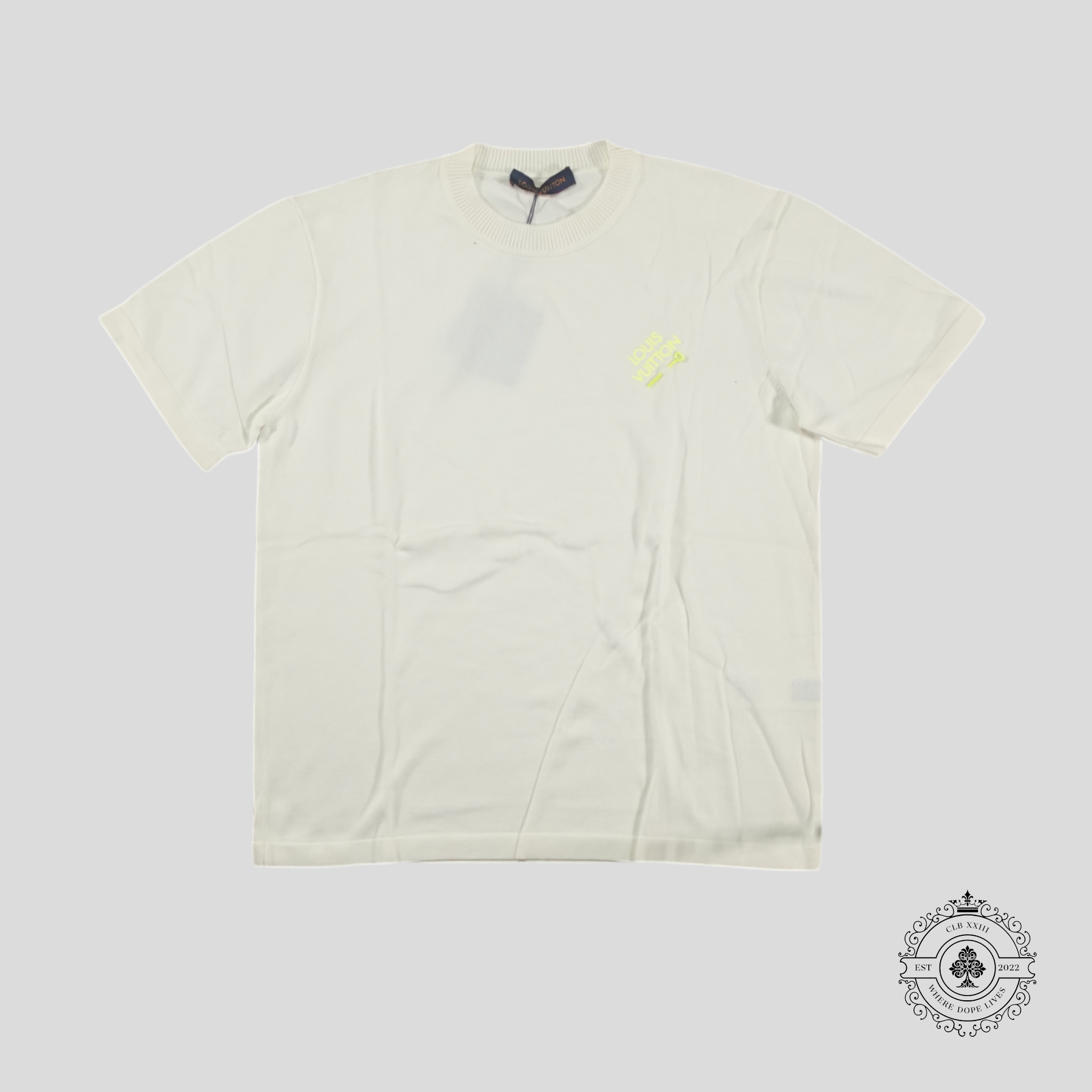 Pull en maille ras-du-cou à manches courtes Louis Vuitton Signature en blanc