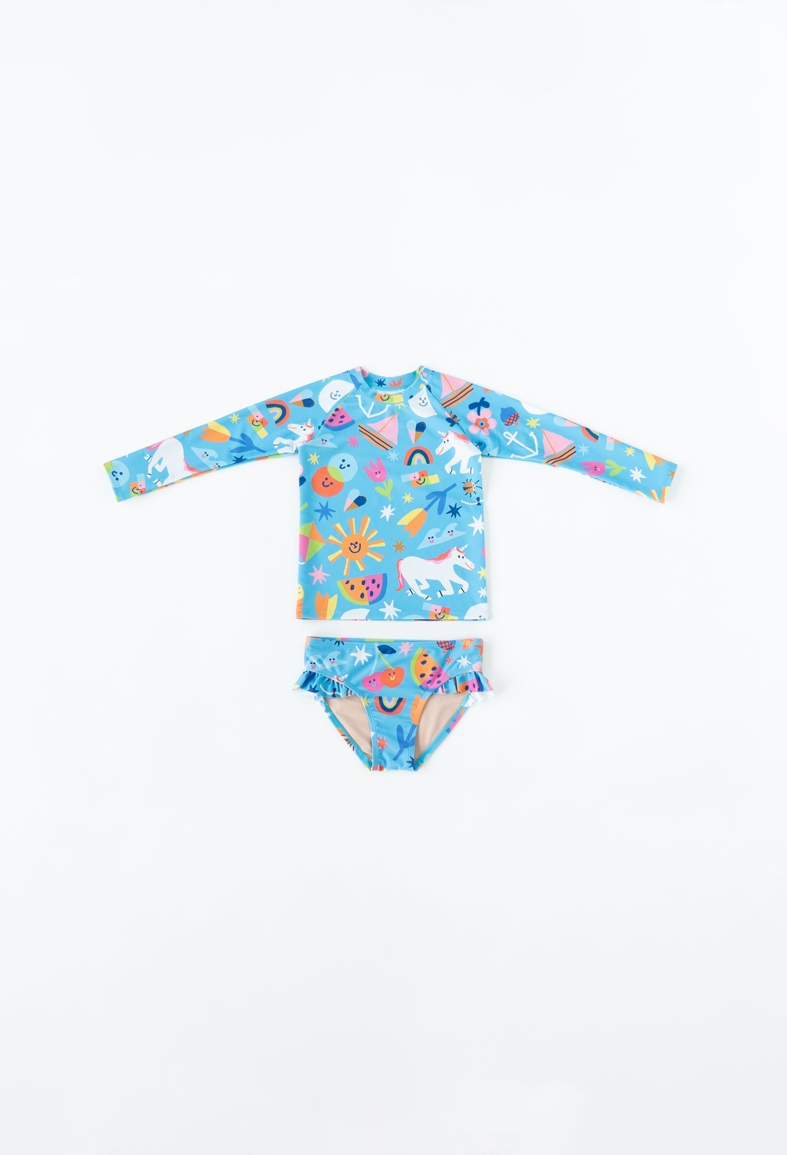 Bas de maillot à volants pour filles | Arcs-en-ciel et licornes
