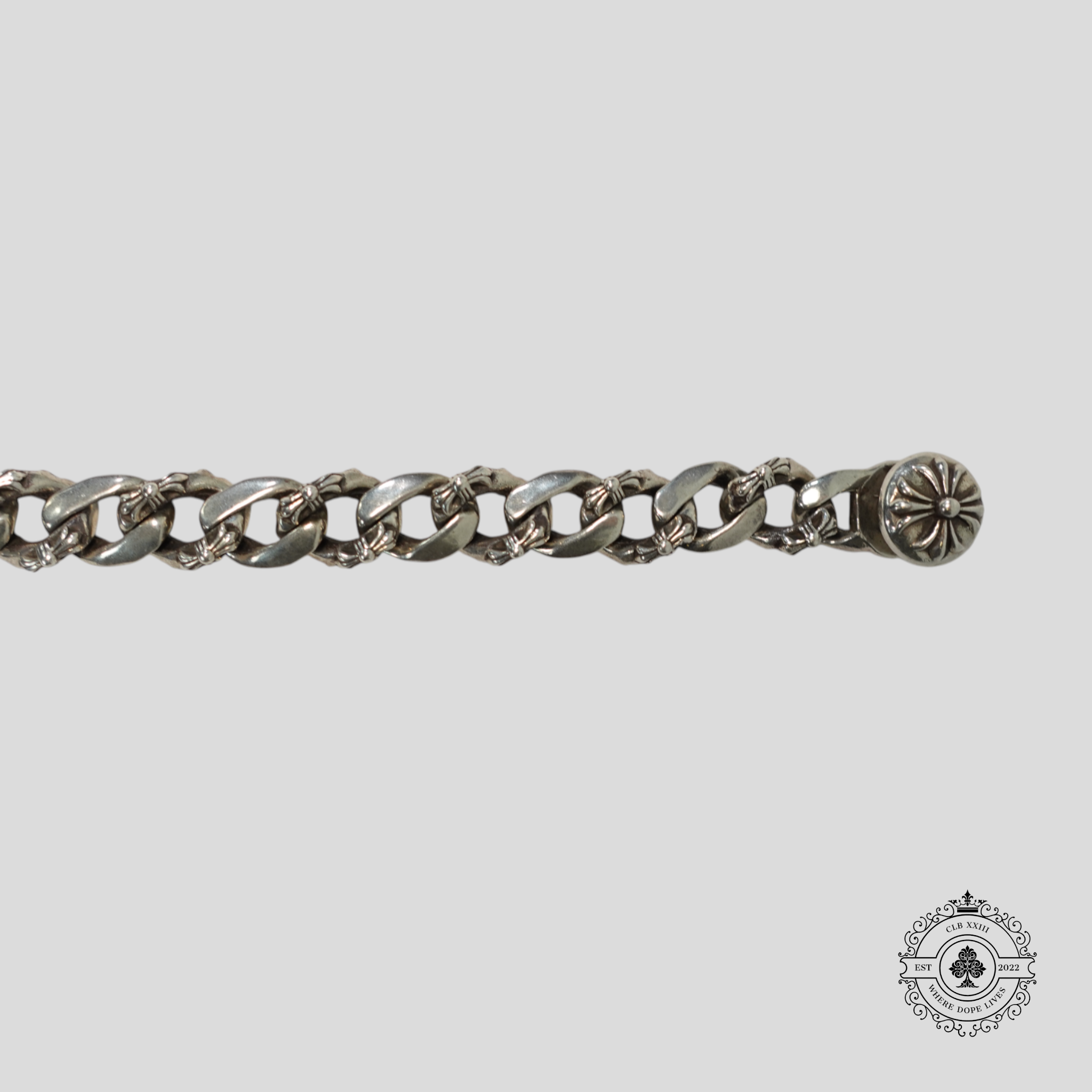 Bracelet Chrome Hearts Cross Link avec fermoir mousqueton en argent