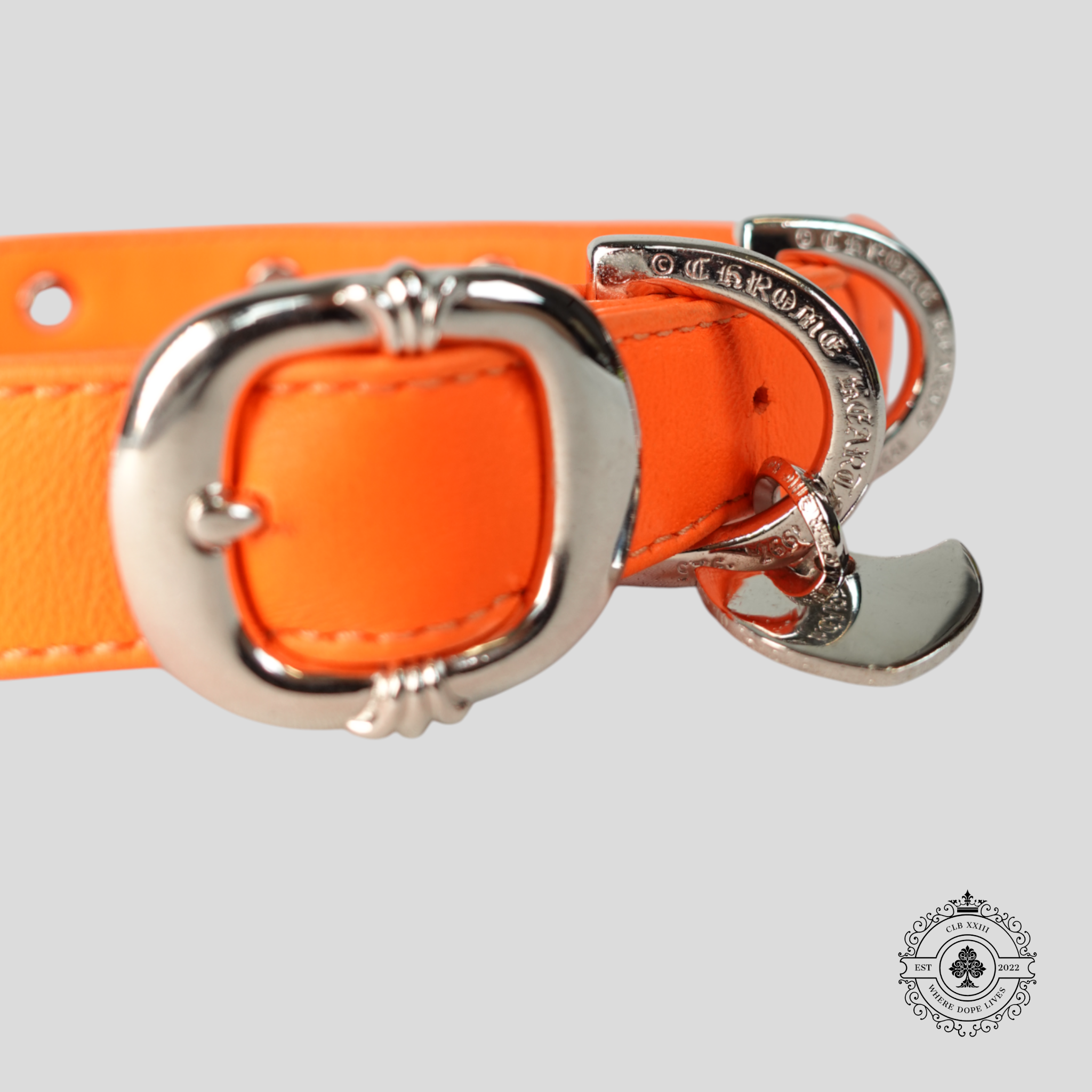 Collier de chien en cuir Chrome Hearts orange