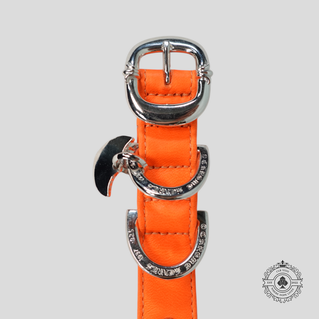 Collier de chien en cuir Chrome Hearts orange