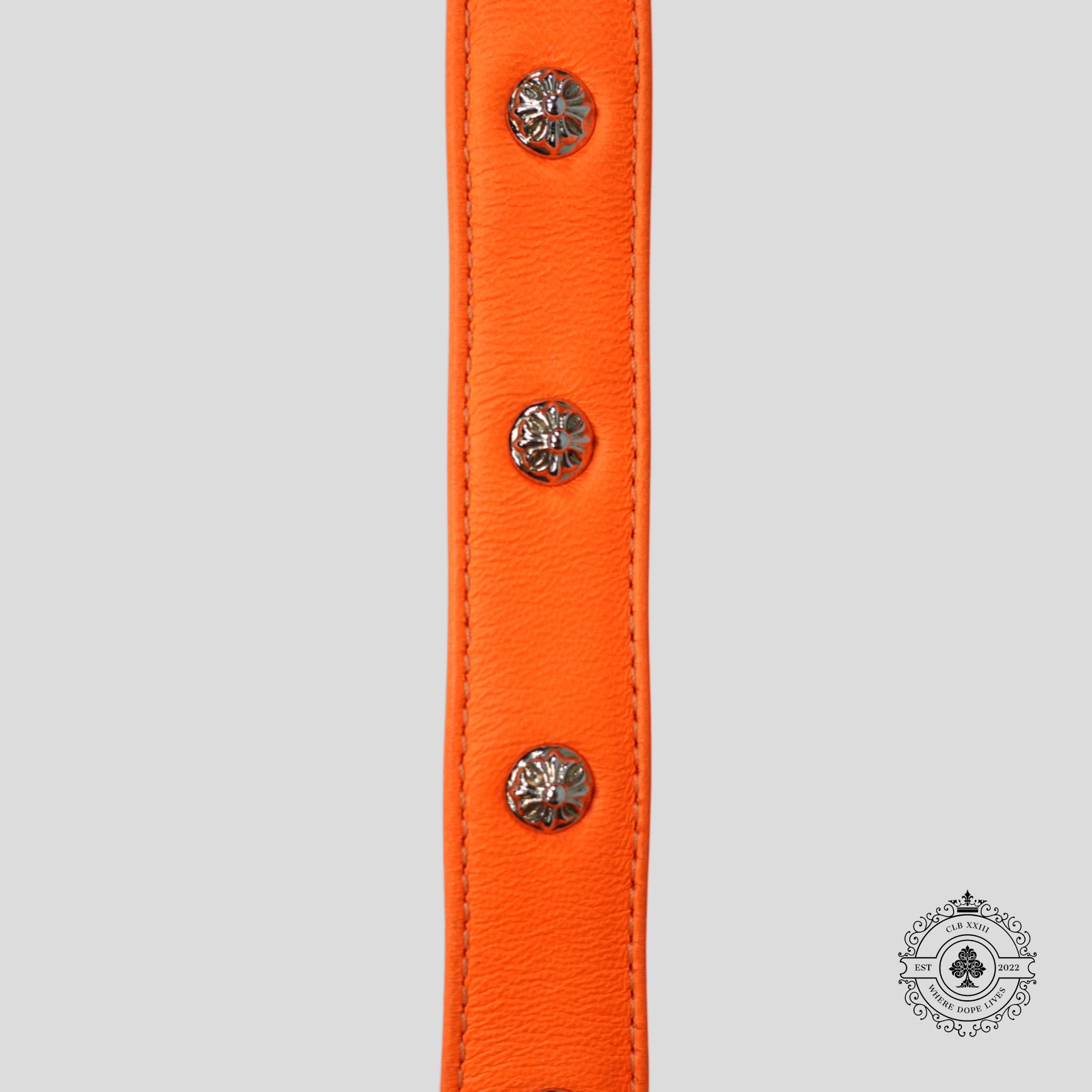 Collier de chien en cuir Chrome Hearts orange
