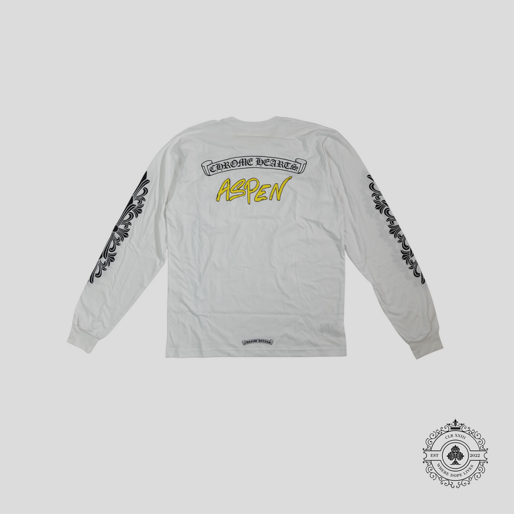 T-shirt à manches longues Chrome Hearts Aspen Logo blanc