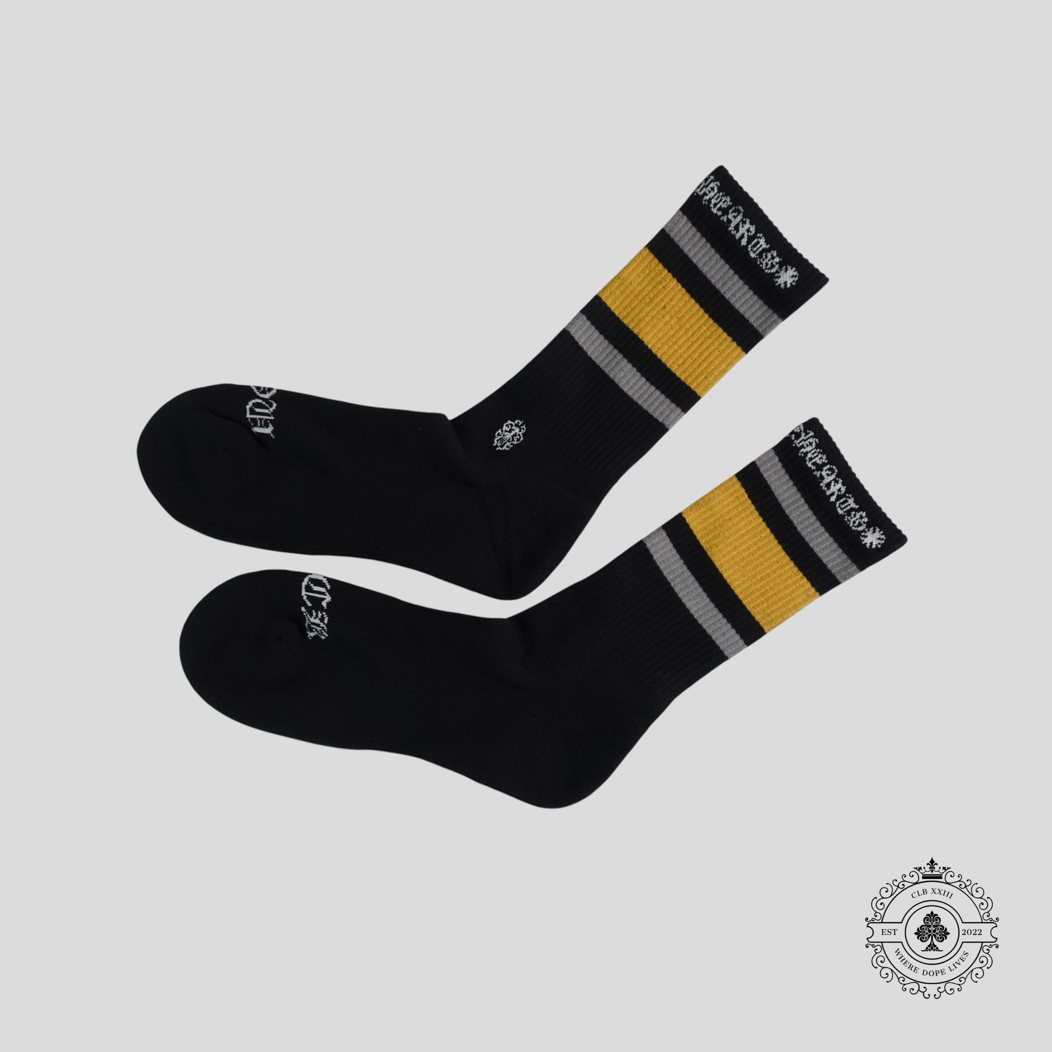 Chaussettes rayées Chrome Hearts Noir/Jaune