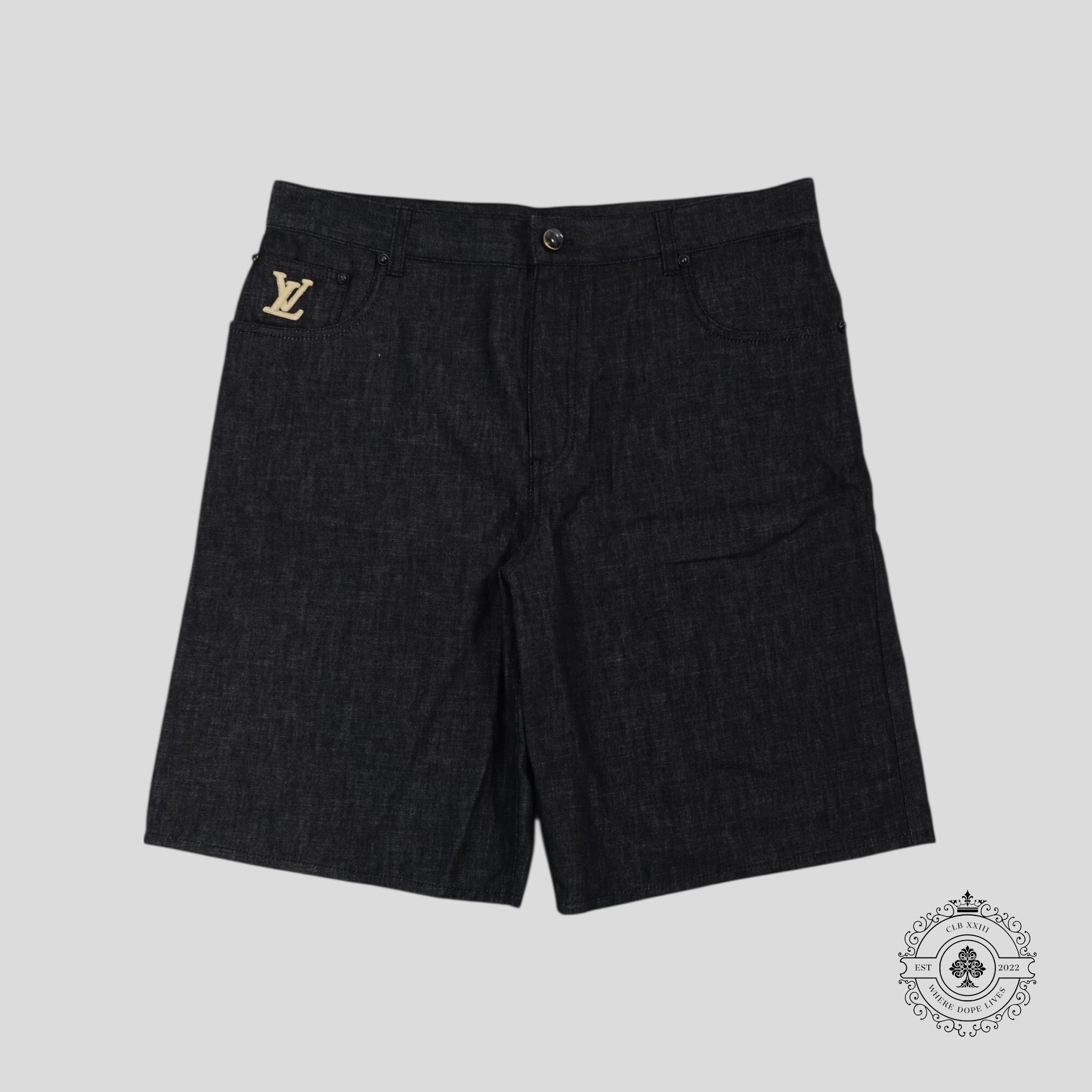 Short en raphia et chambray Louis Vuitton noir