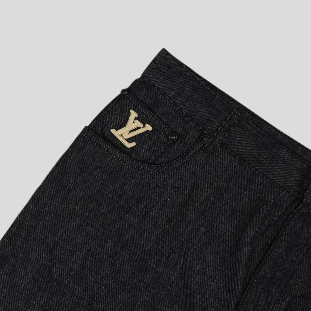 Short en raphia et chambray Louis Vuitton noir
