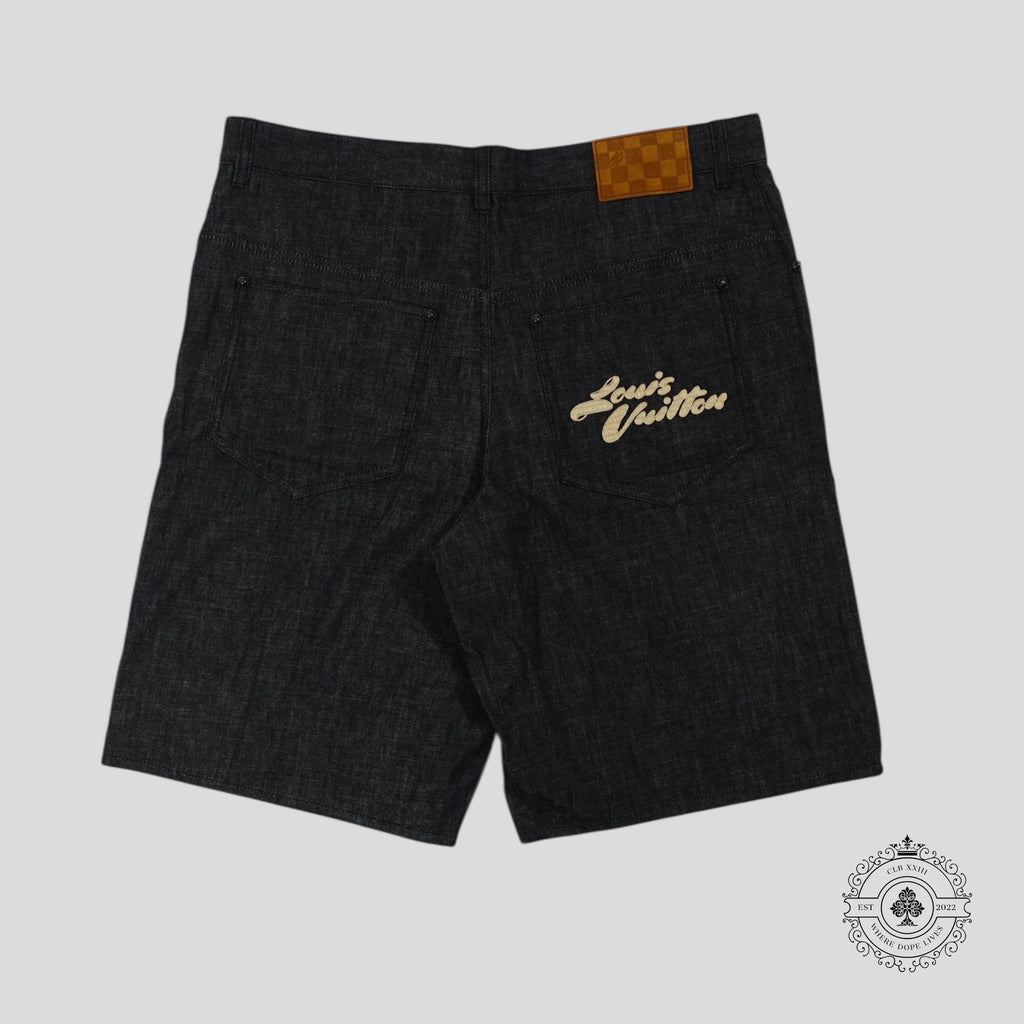 Short en raphia et chambray Louis Vuitton noir