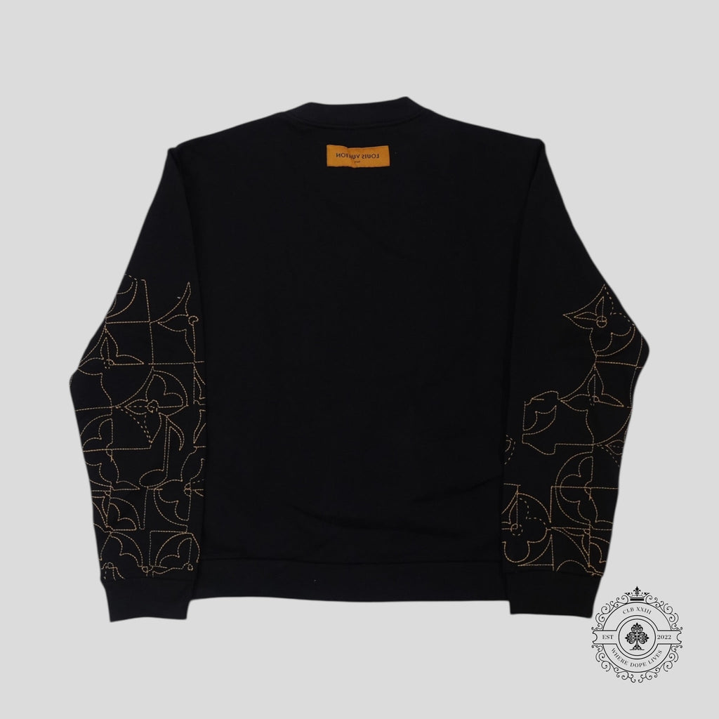 Sweat ras du cou brodé noir Louis Vuitton Music Line