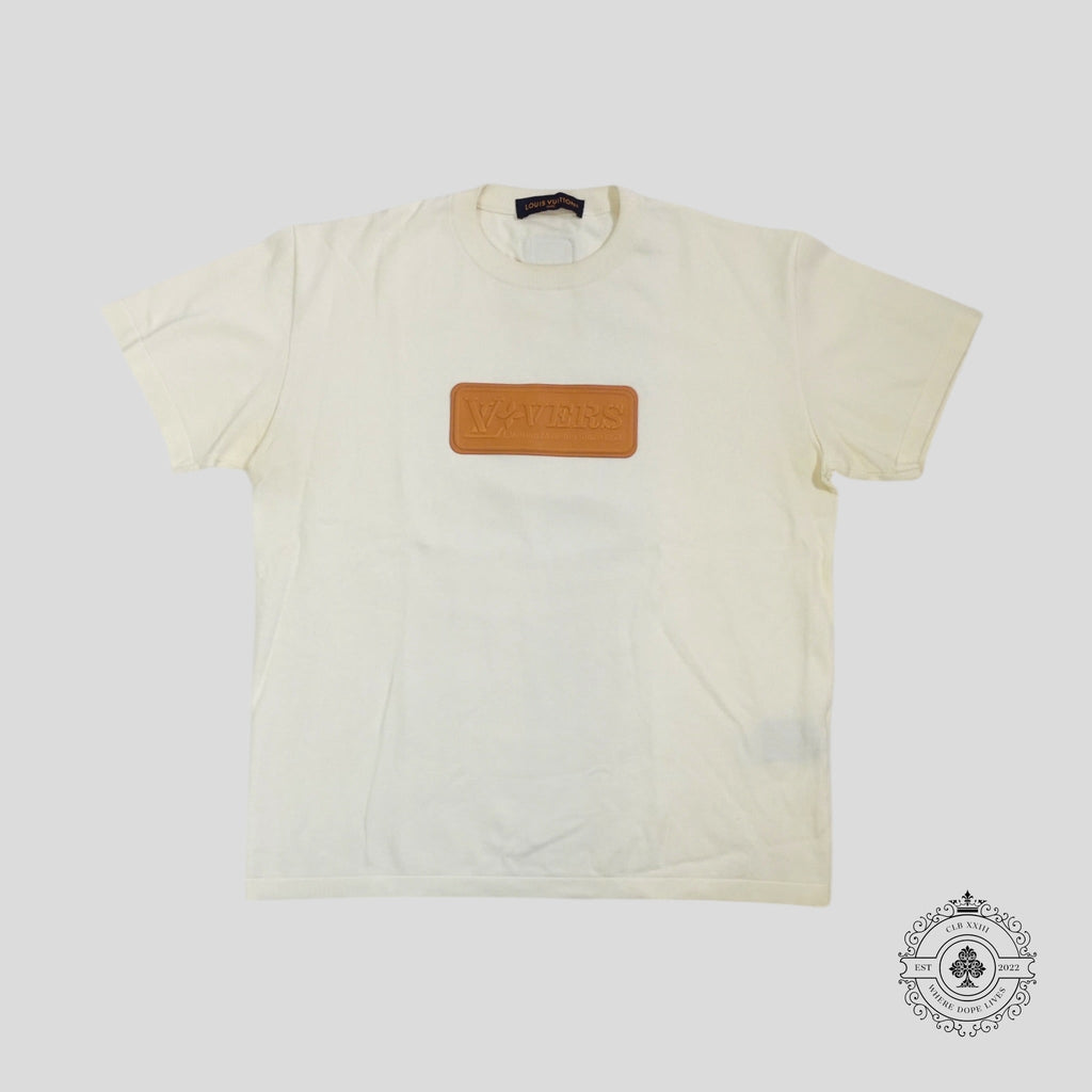 T-shirt en cuir à écusson Louis Vuitton Lovers blanc