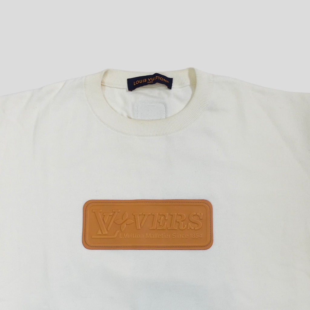 T-shirt en cuir à écusson Louis Vuitton Lovers blanc