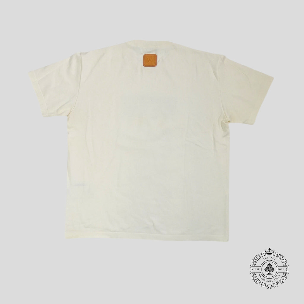 T-shirt en cuir à écusson Louis Vuitton Lovers blanc