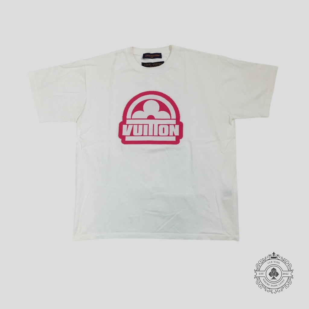 T-shirt col rond à manches courtes imprimé Louis Vuitton blanc