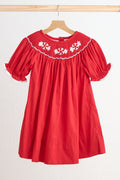 Robe smockée main bonbon rouge