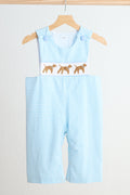 Barboteuse rayée pour garçon, smocks à la main, chiot bleu