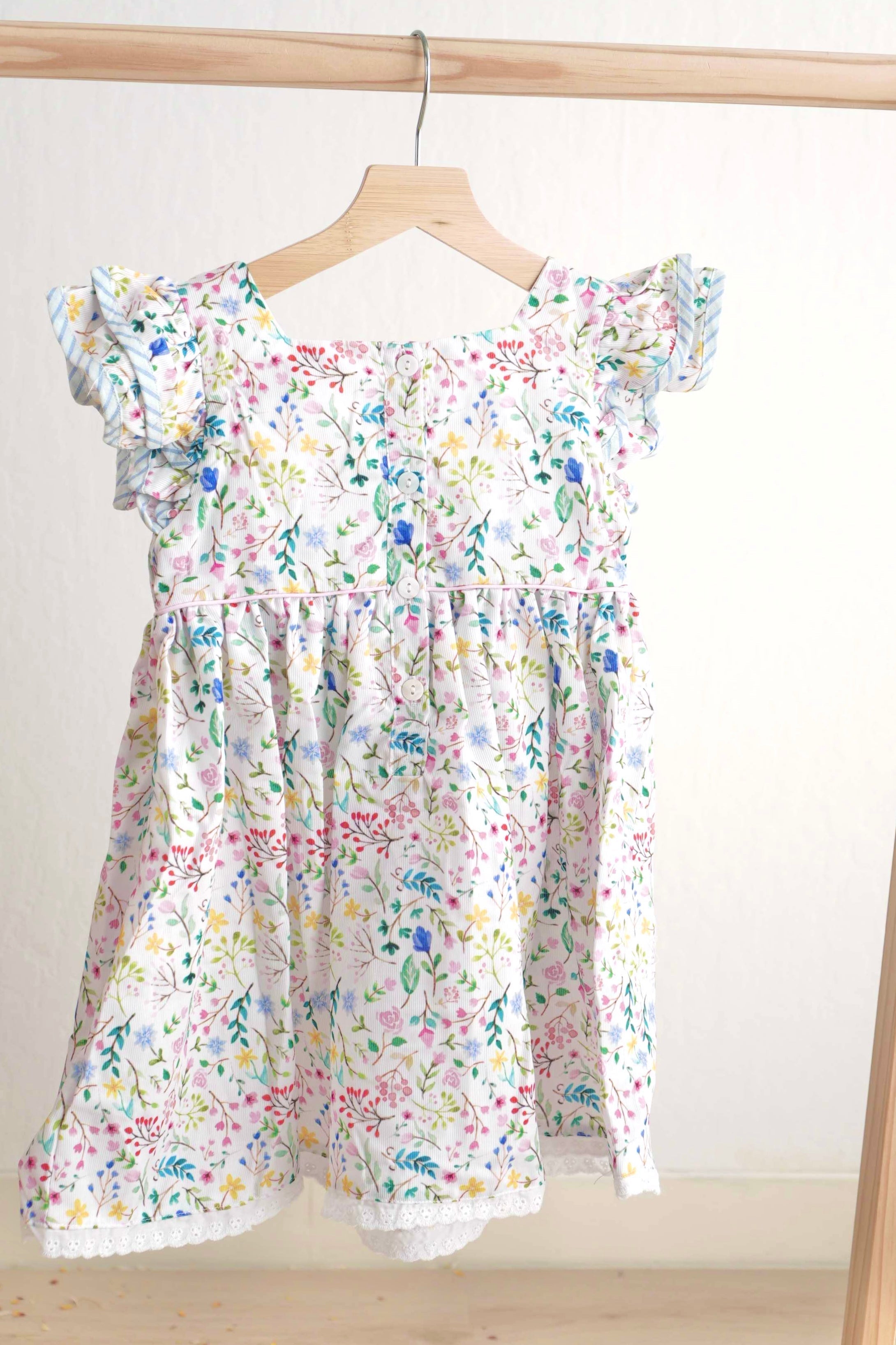 Robe à smocks manuels, motif lapin de Pâques floral