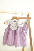 Ensemble bloomer fille Lavande brodé nœud fleuri et plumetis suisse
