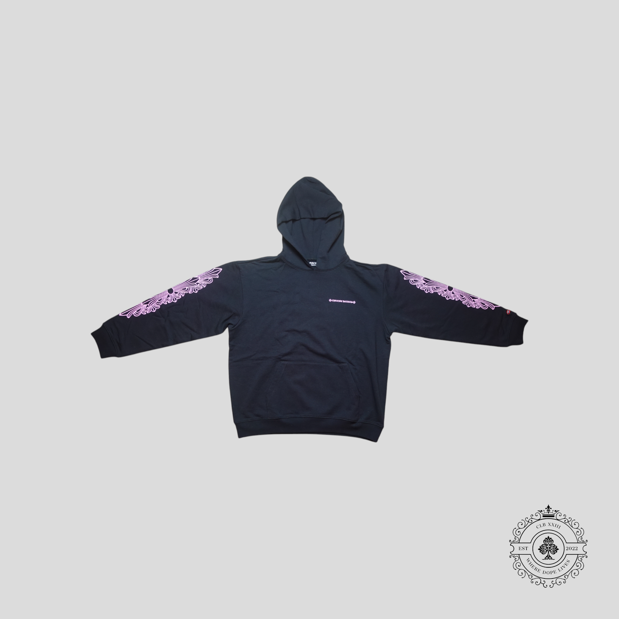 Sweat à capuche Chrome Hearts Scroll Logo Noir/Rose