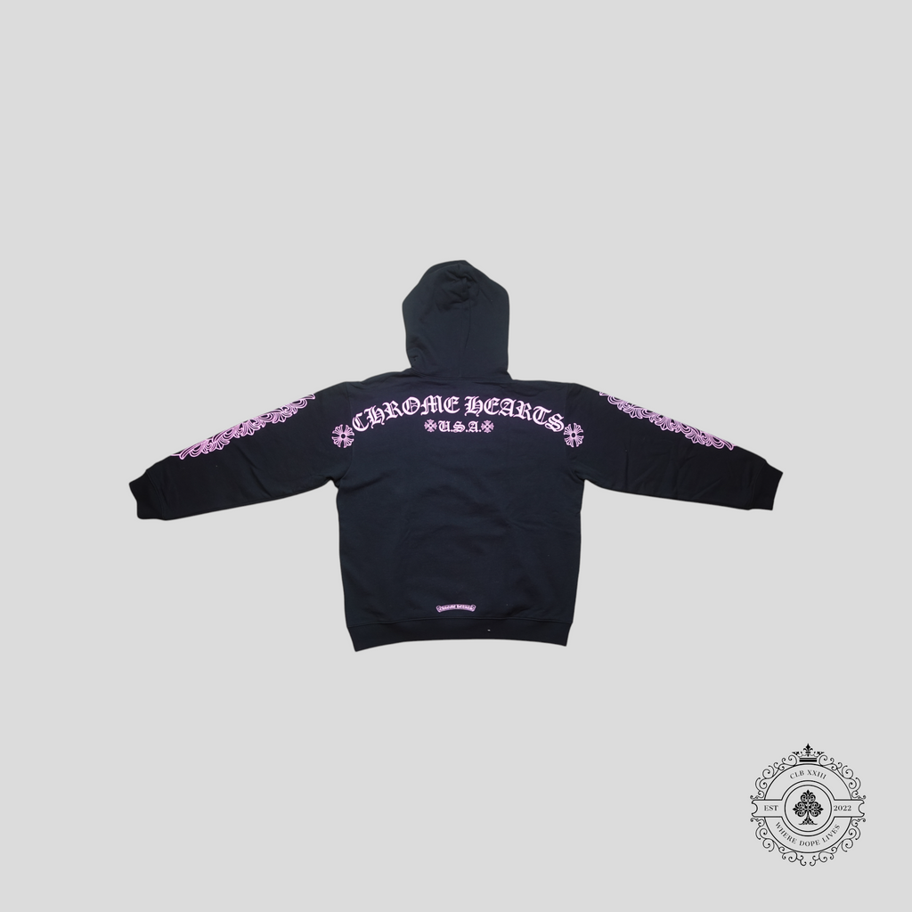 Sweat à capuche Chrome Hearts Scroll Logo Noir/Rose
