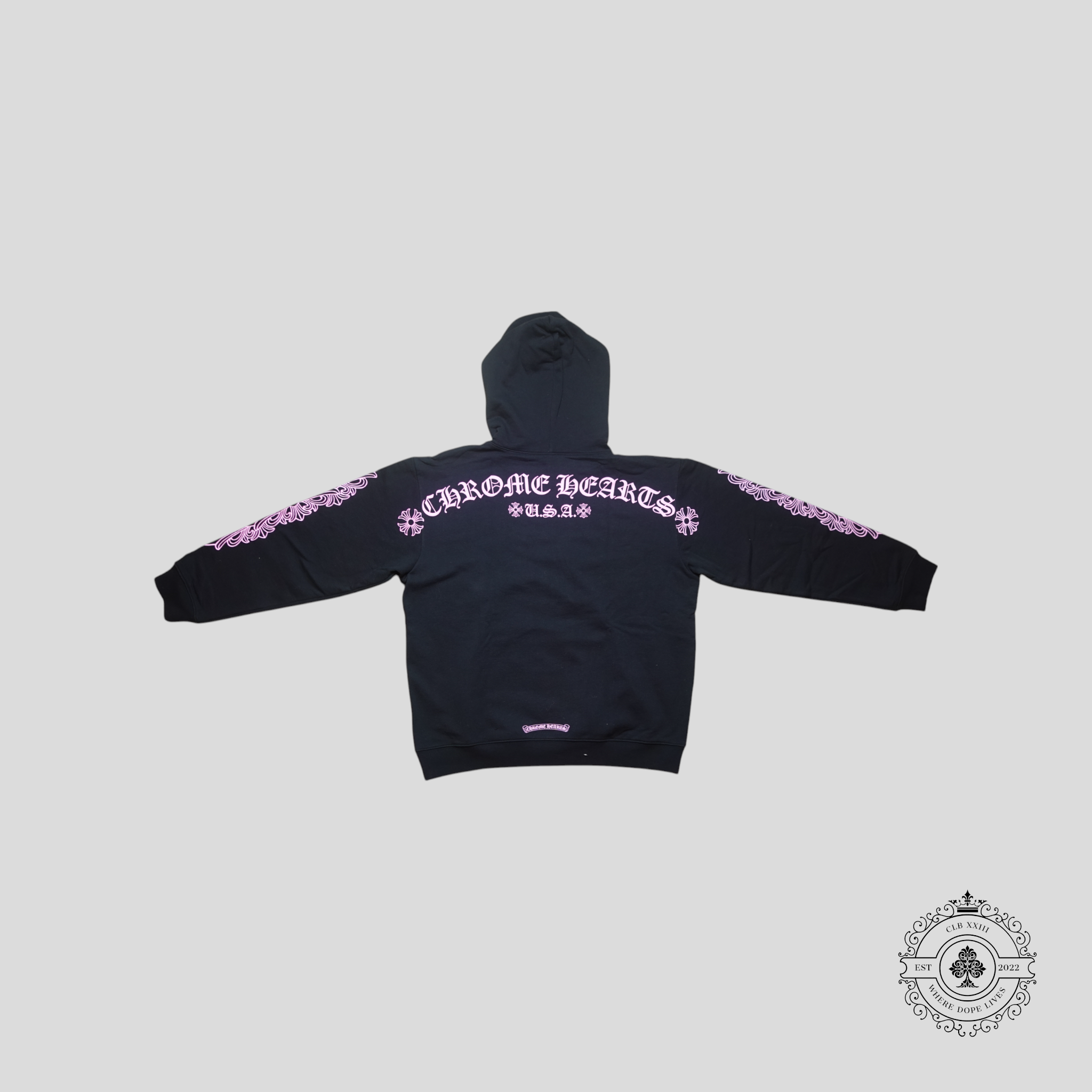 Sweat à capuche Chrome Hearts Scroll Logo Noir/Rose