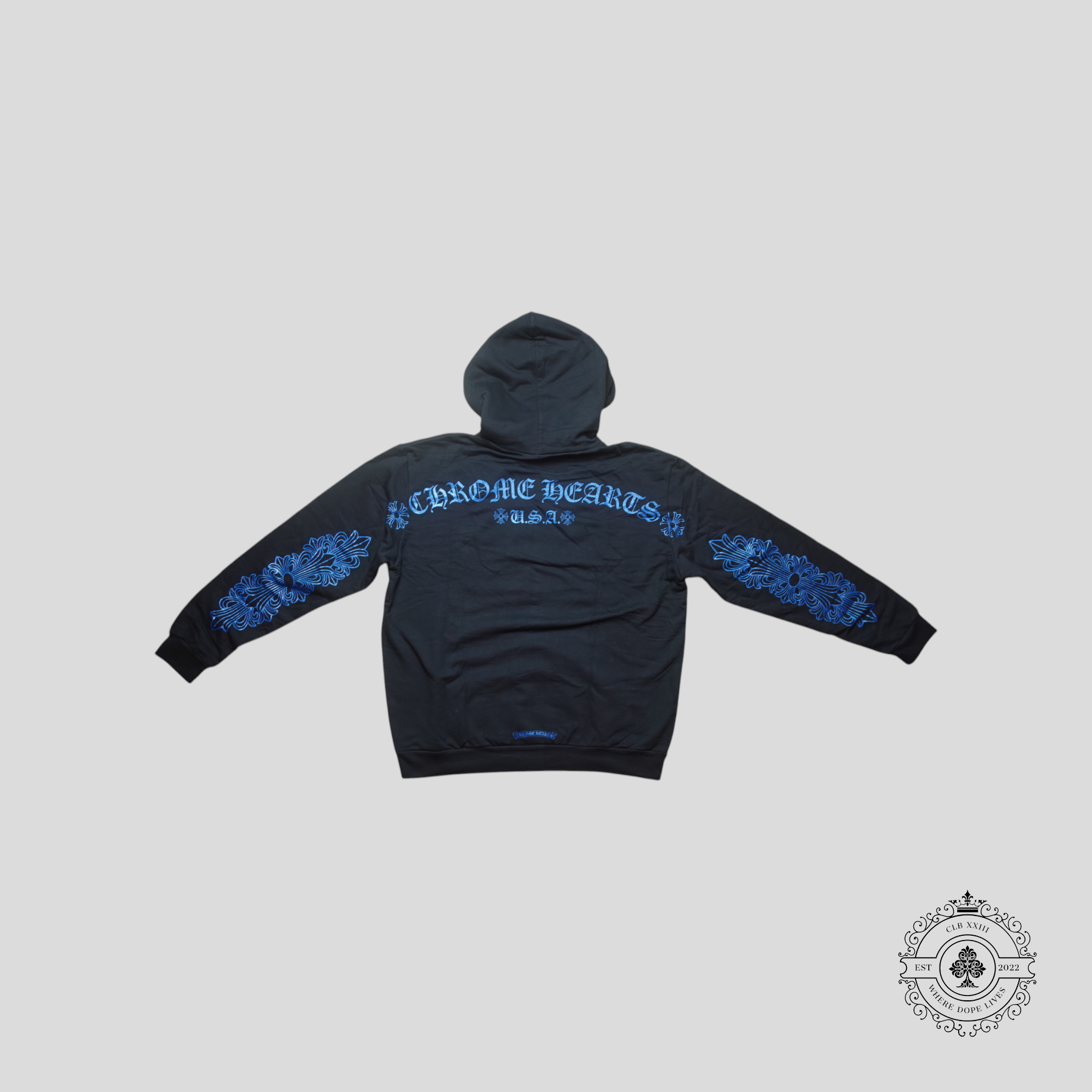 Sweat à capuche Chrome Hearts fer à cheval Noir/Bleu