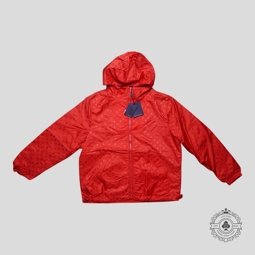 Coupe-vent réversible en nylon Monogram Louis Vuitton rouge orangé