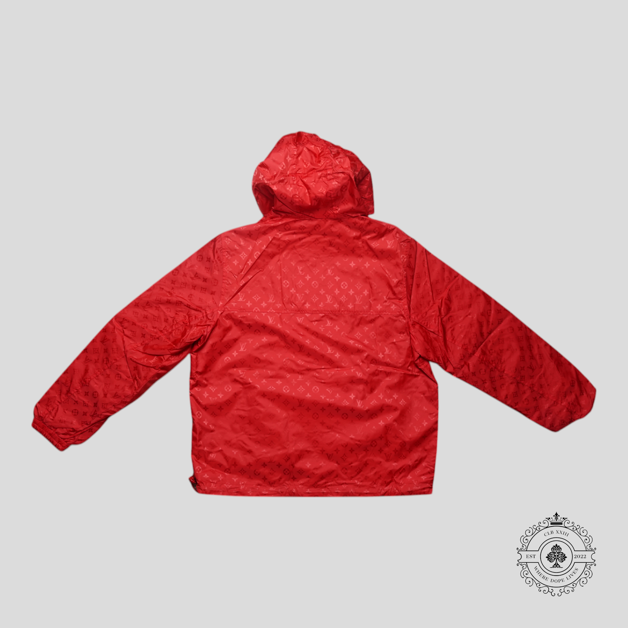 Coupe-vent réversible en nylon Monogram Louis Vuitton rouge orangé