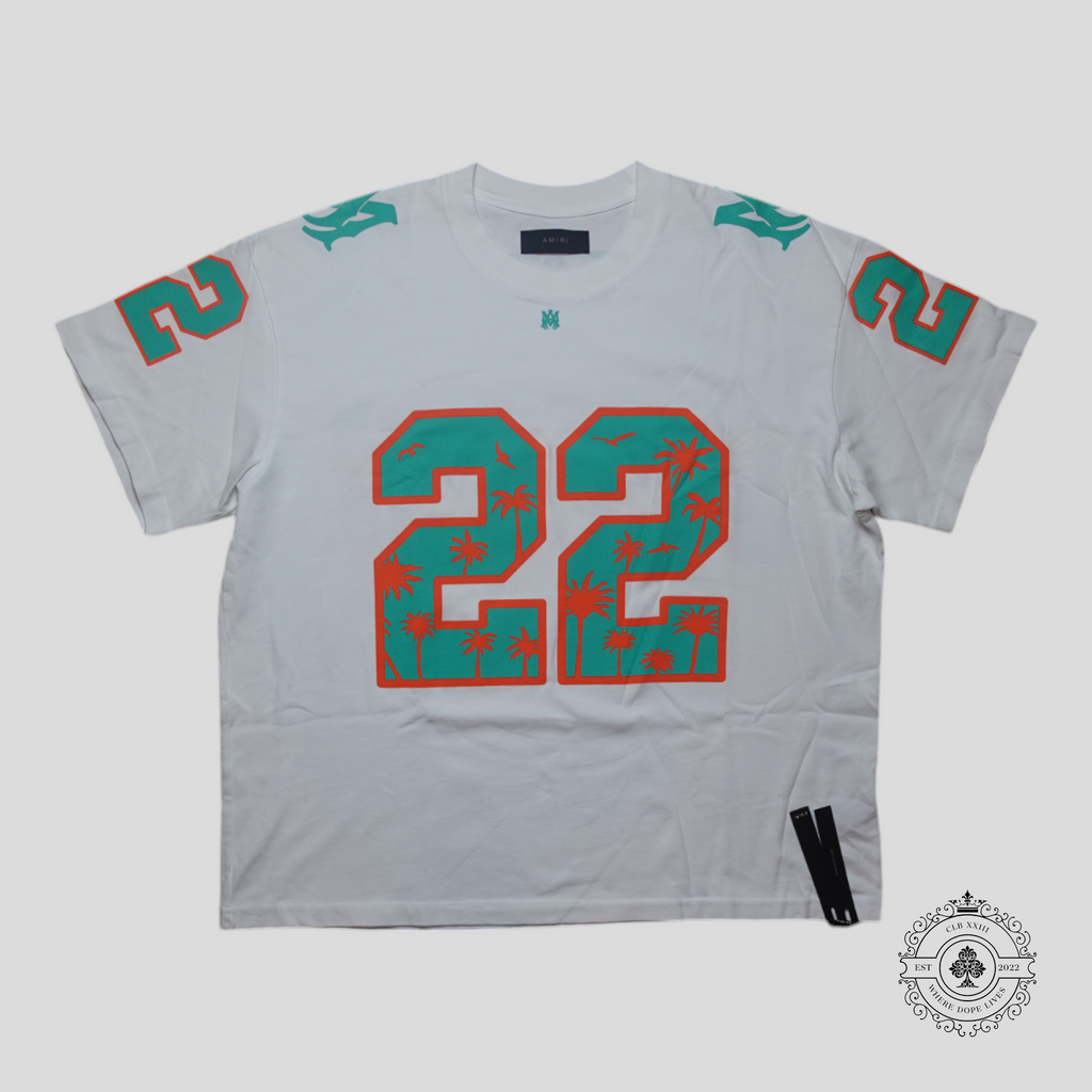 T-shirt de football oversize Amiri Palm Tree 22 en blanc/vert menthe/orange