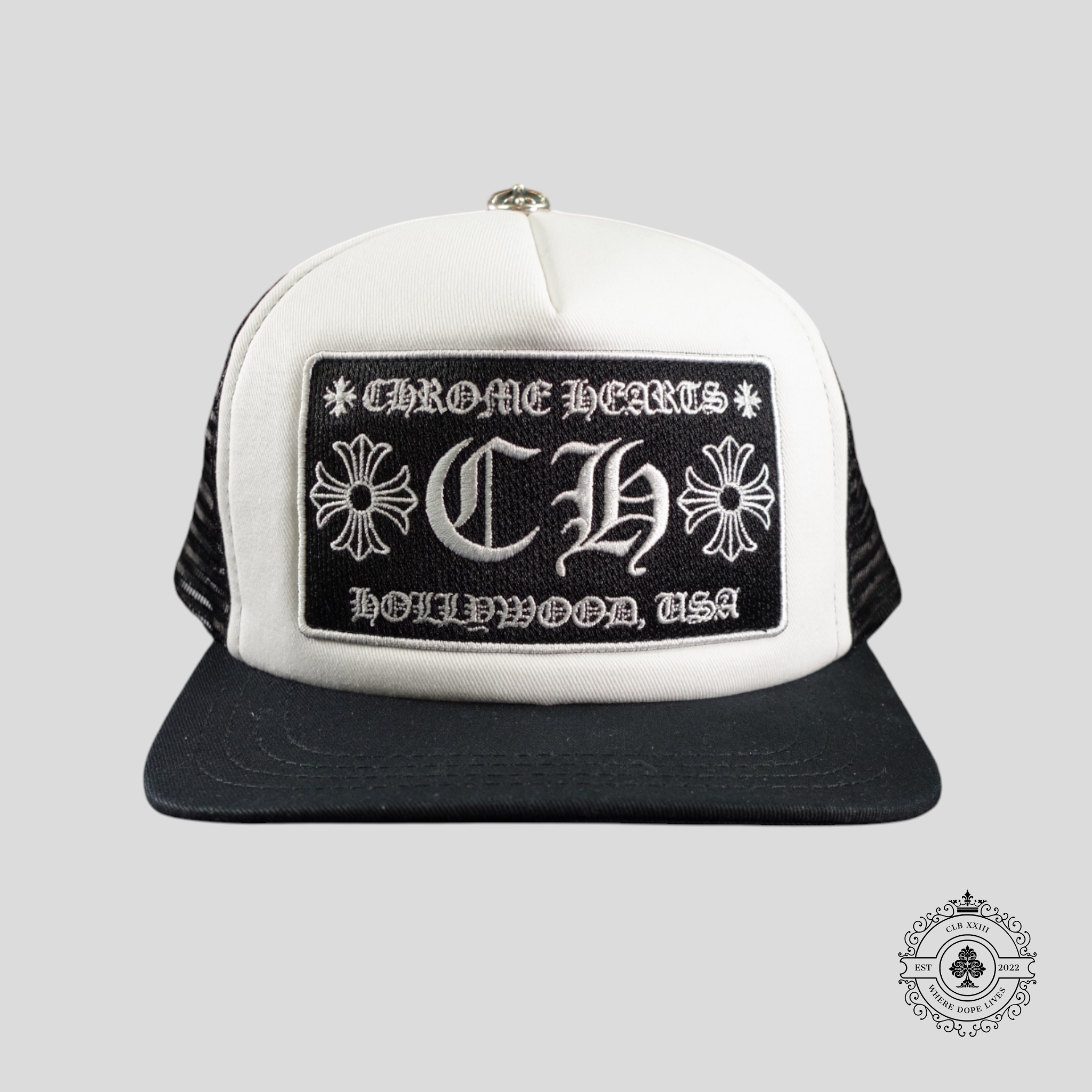 Casquette Trucker Chrome Hearts Hollywood CH Patch Blanche